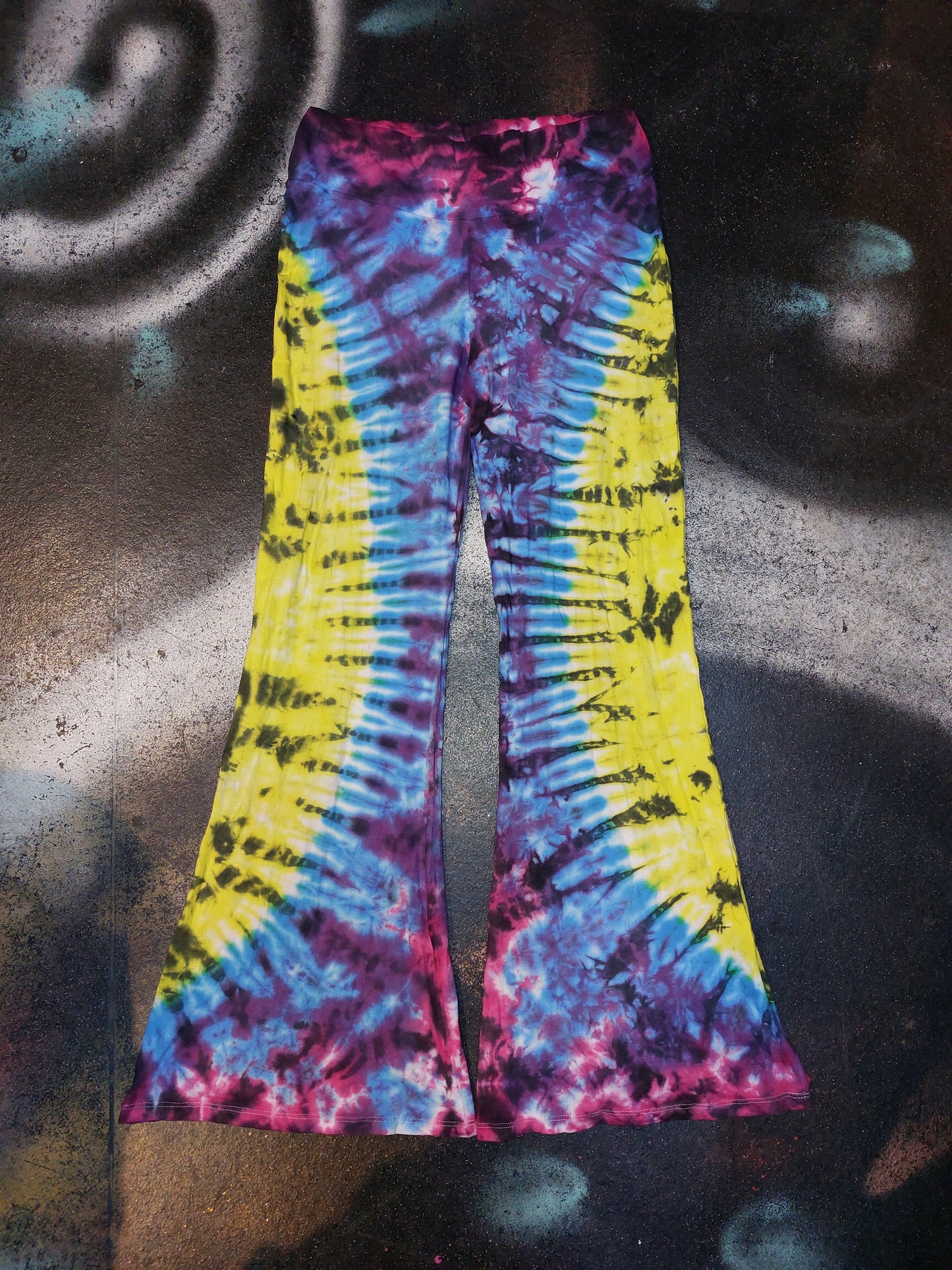 Tie Dye Psychedelic Handmade Hippy Flares Leggings Yoga pants custom design