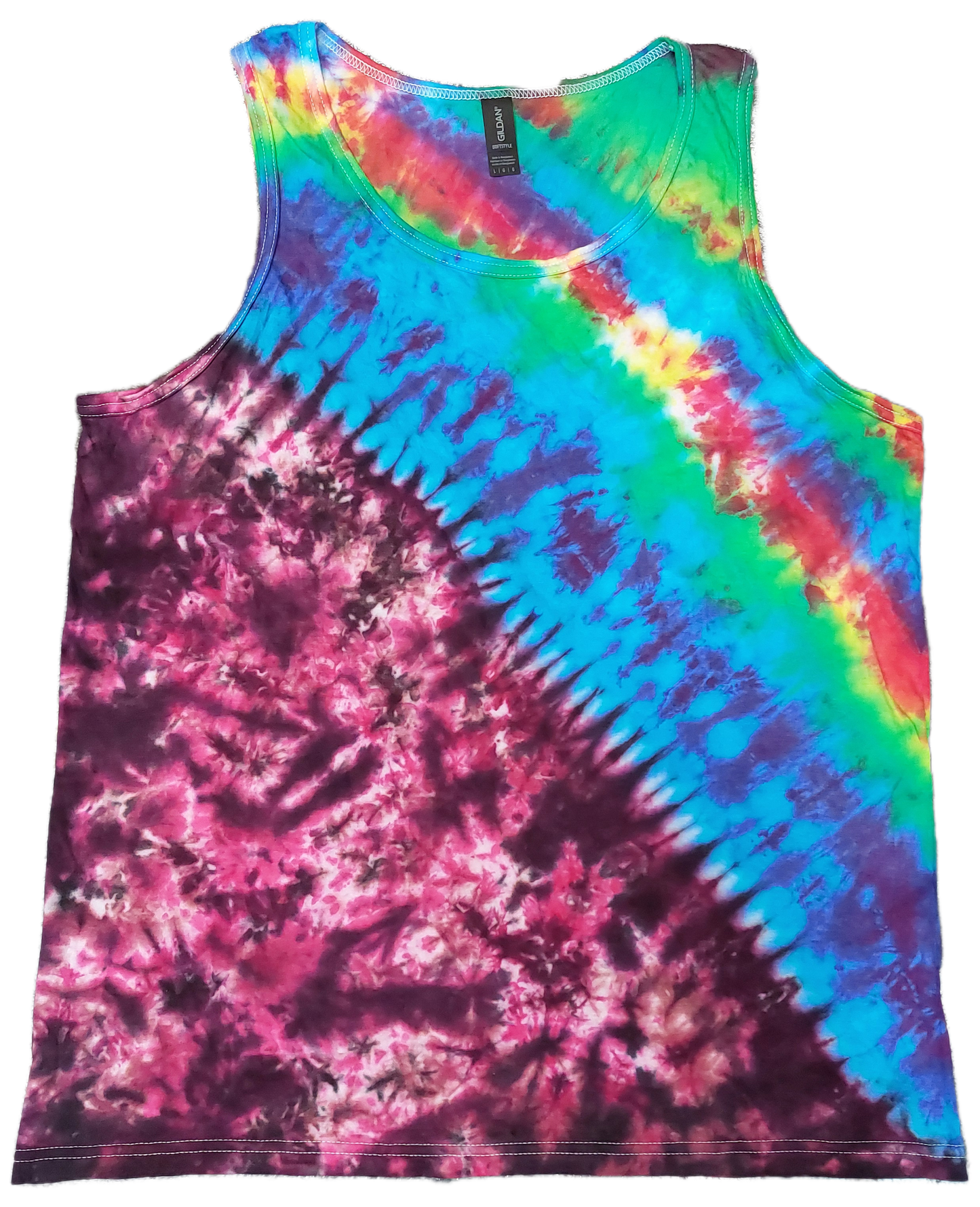 Rainbow festival tie dye t shirt tank vest top men's summer size S-2XL