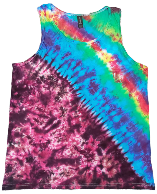 Rainbow festival tie dye t shirt tank vest top men's summer size S-2XL