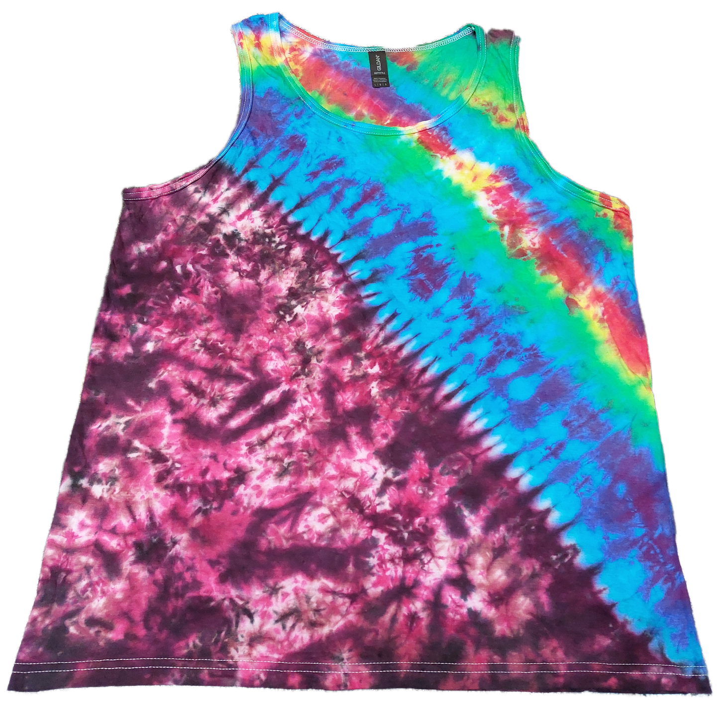Rainbow festival tie dye t shirt tank vest top men's summer size S-2XL