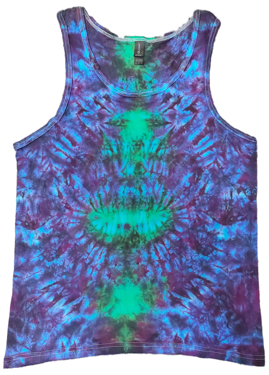 Purple green blue festival tie dye t shirt tank vest top men's summer Totem size S-2XL