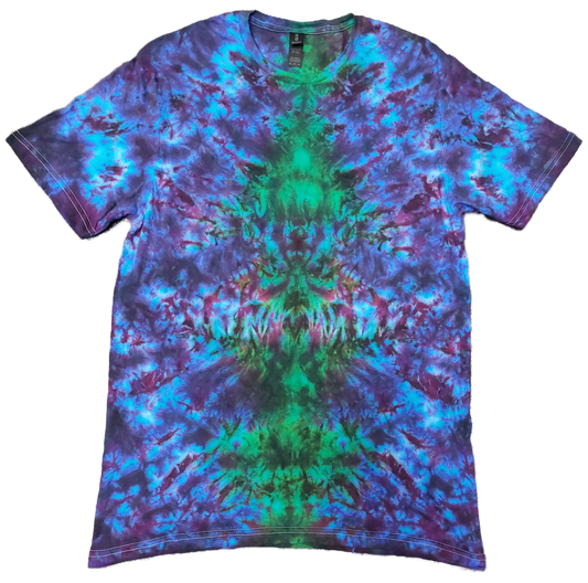 Tie Dye Purple Green totem scrunch T shirt sizes S to 5XL