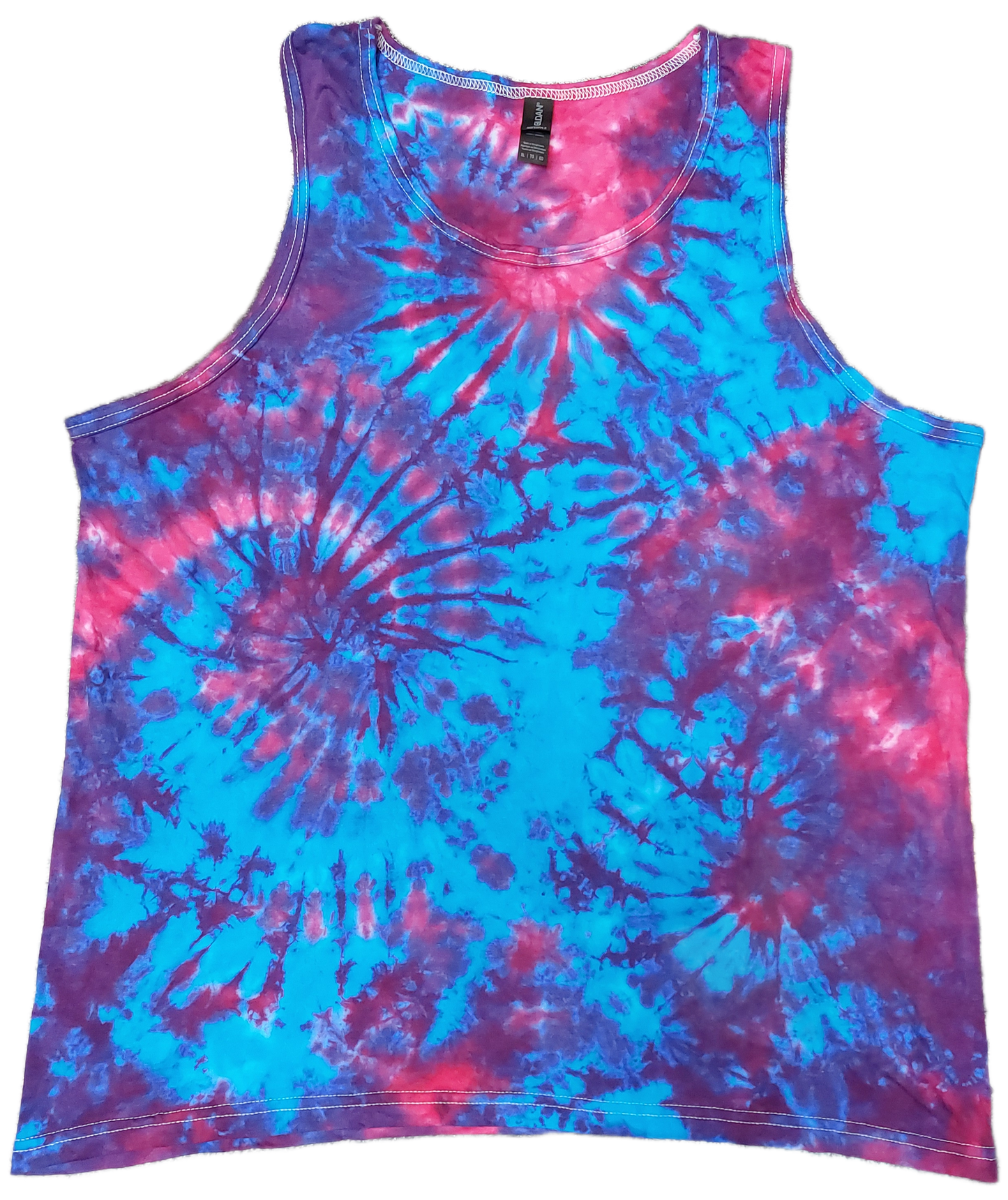 Pink Blue scrunch festival tie dye t shirt tank vest top men's summer size S-2XL
