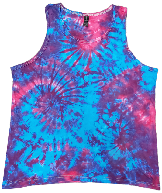 Pink Blue scrunch festival tie dye t shirt tank vest top men's summer size S-2XL
