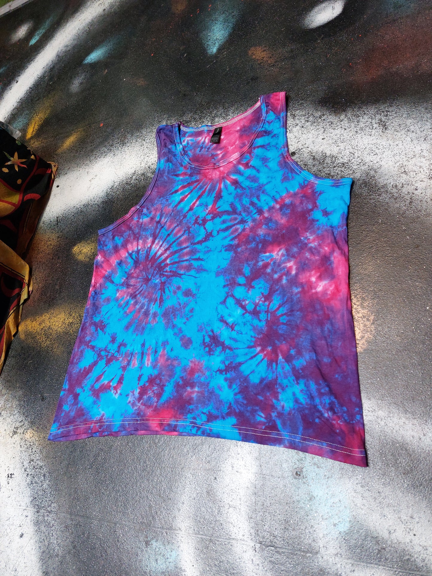 Pink Blue scrunch festival tie dye t shirt tank vest top men's summer size S-2XL
