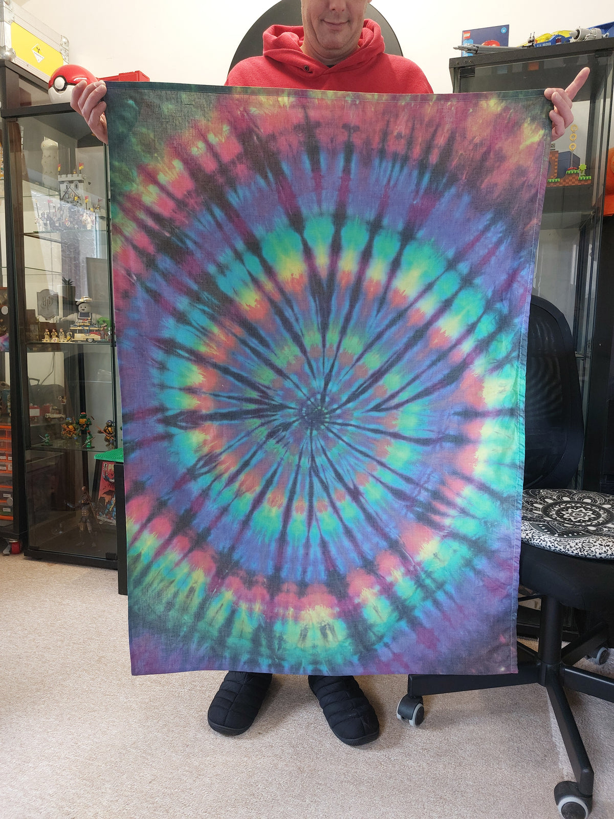 Tie Dye Tapestry Wall Hanging Psychedelic Rainbow Spiral 75x110cm Handmade