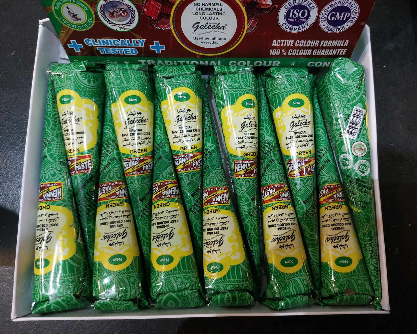 Henna Cone MIXED COLOURS Mehandi Heena paste PINK, BLACK, GREEN, BROWN, BLUE, PURPLE