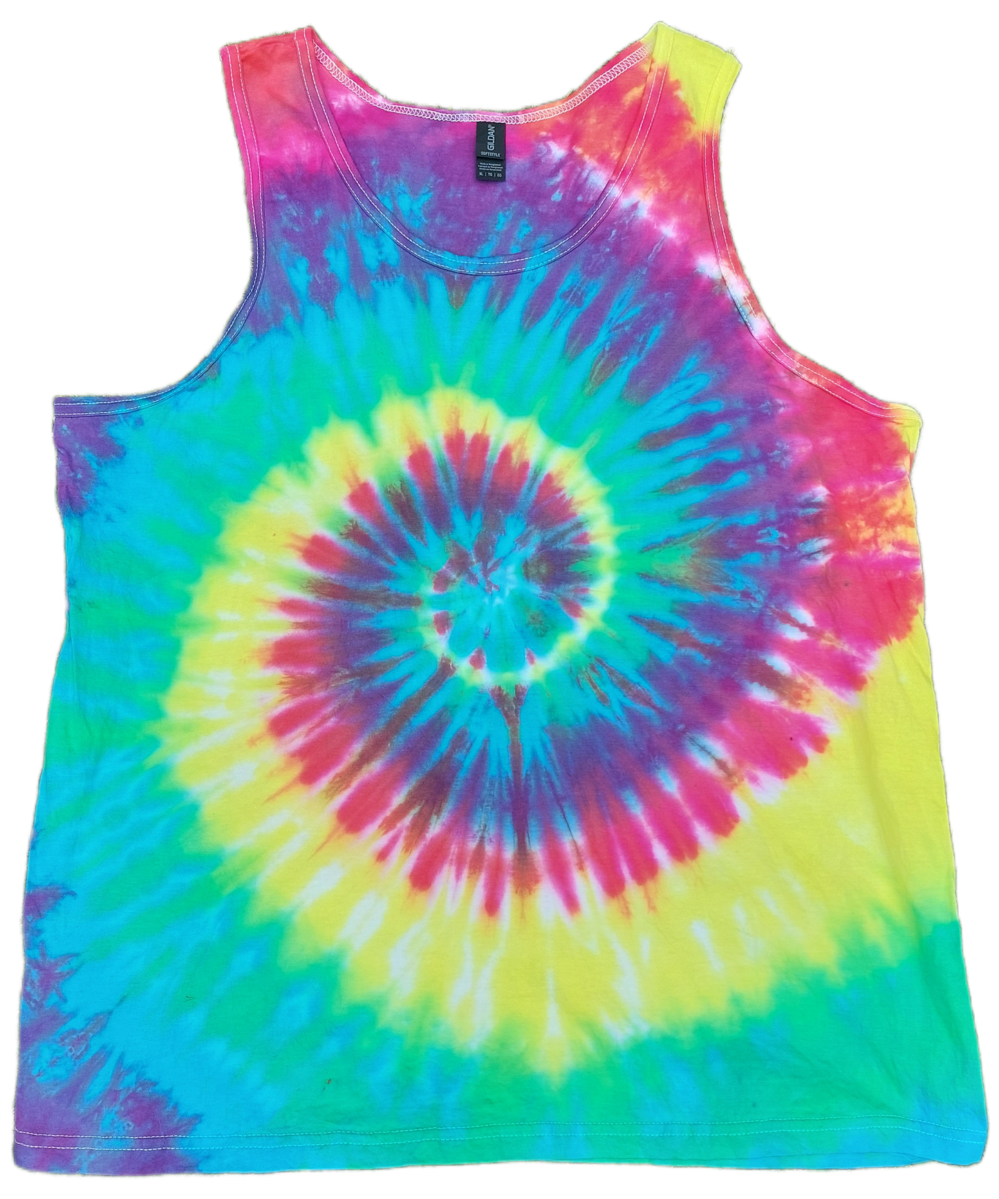 Rainbow spiral festival tie dye t shirt tank vest top men's summer size S-2XL
