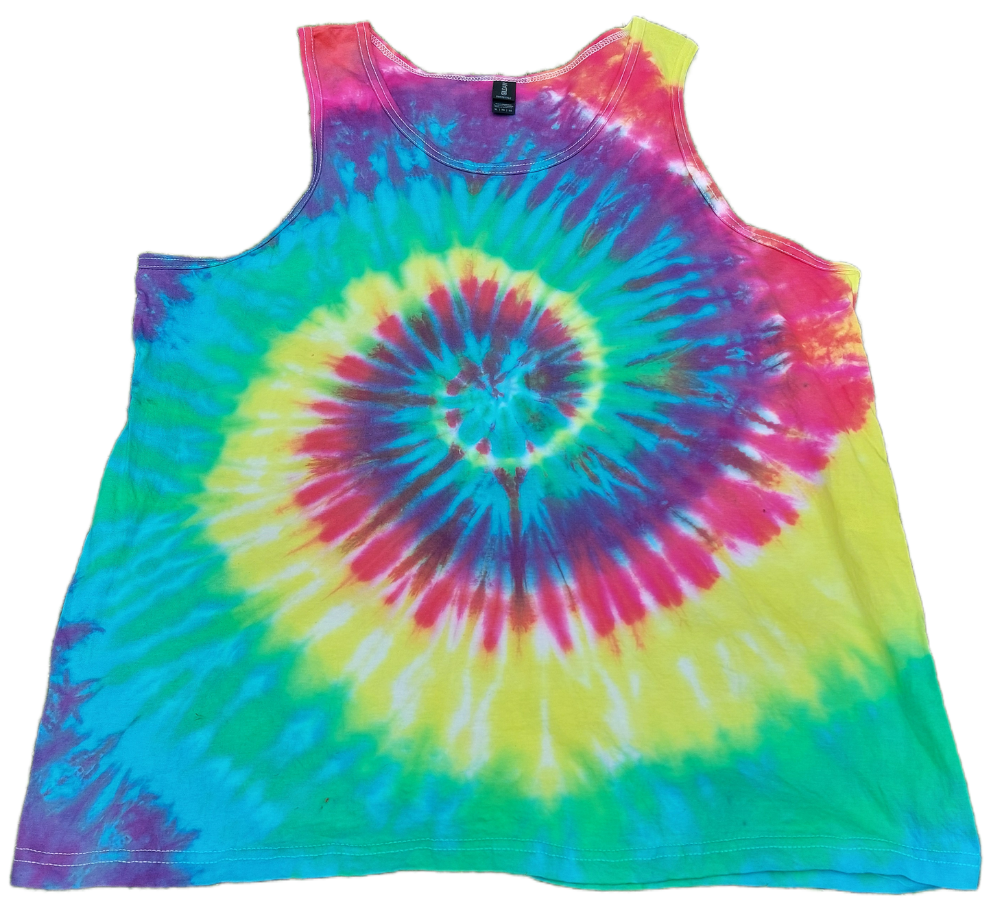 Rainbow spiral festival tie dye t shirt tank vest top men's summer size S-2XL