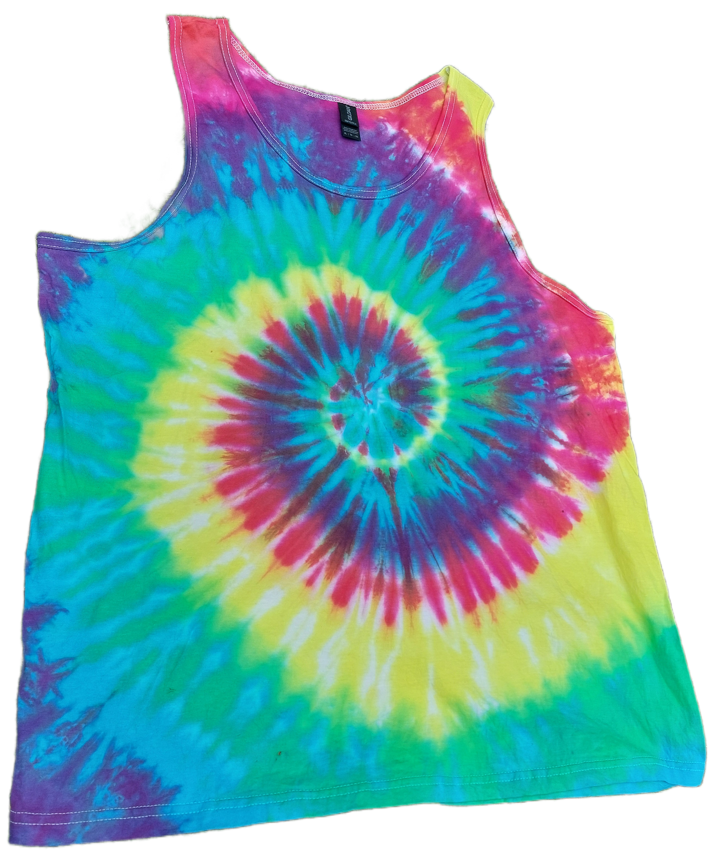 Rainbow spiral festival tie dye t shirt tank vest top men's summer size S-2XL