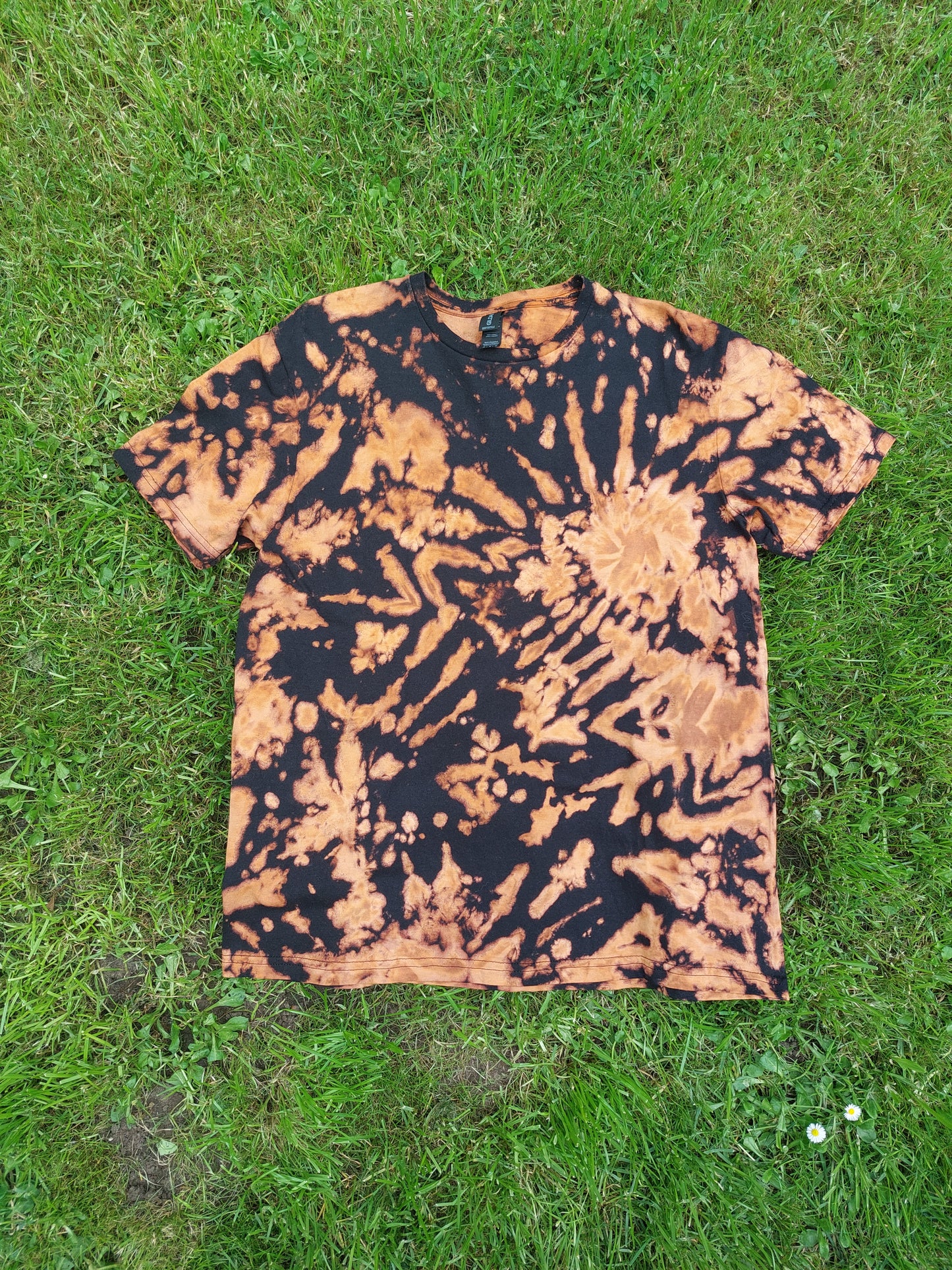Tie Dye acid wash black brown spiral scrunch T shirt UNISEX S-5XL