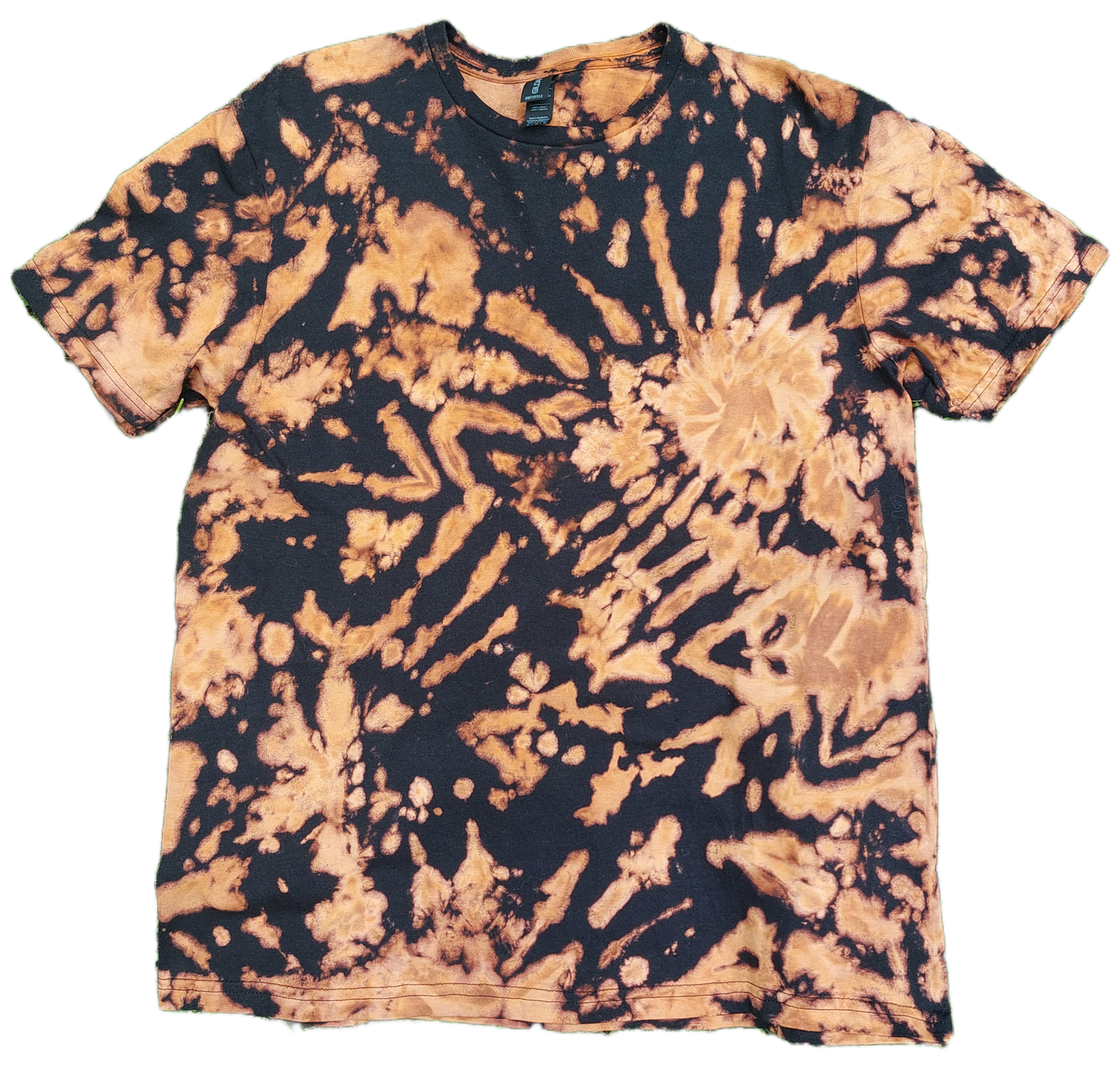 Tie Dye acid wash black brown spiral scrunch T shirt UNISEX S-5XL