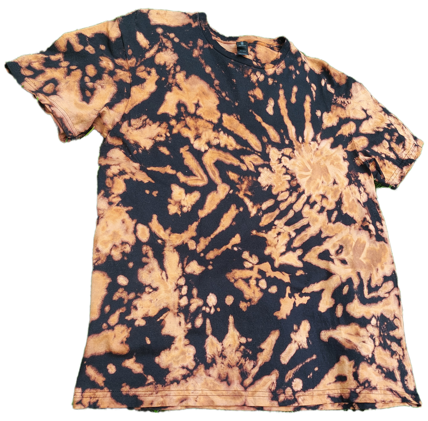 Tie Dye acid wash black brown spiral scrunch T shirt UNISEX S-5XL