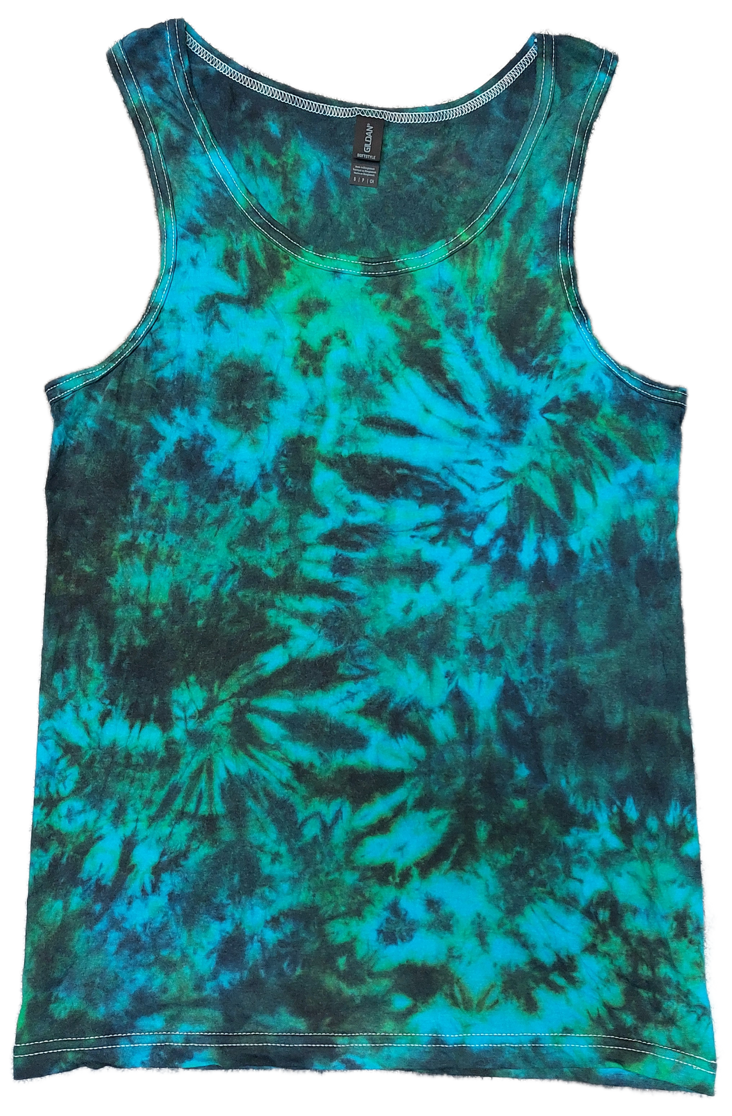 Green Blue Black festival tie dye t shirt tank vest top men's summer size S-2XL