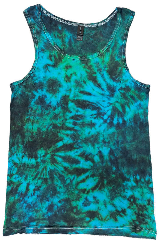 Green Blue Black festival tie dye t shirt tank vest top men's summer size S-2XL