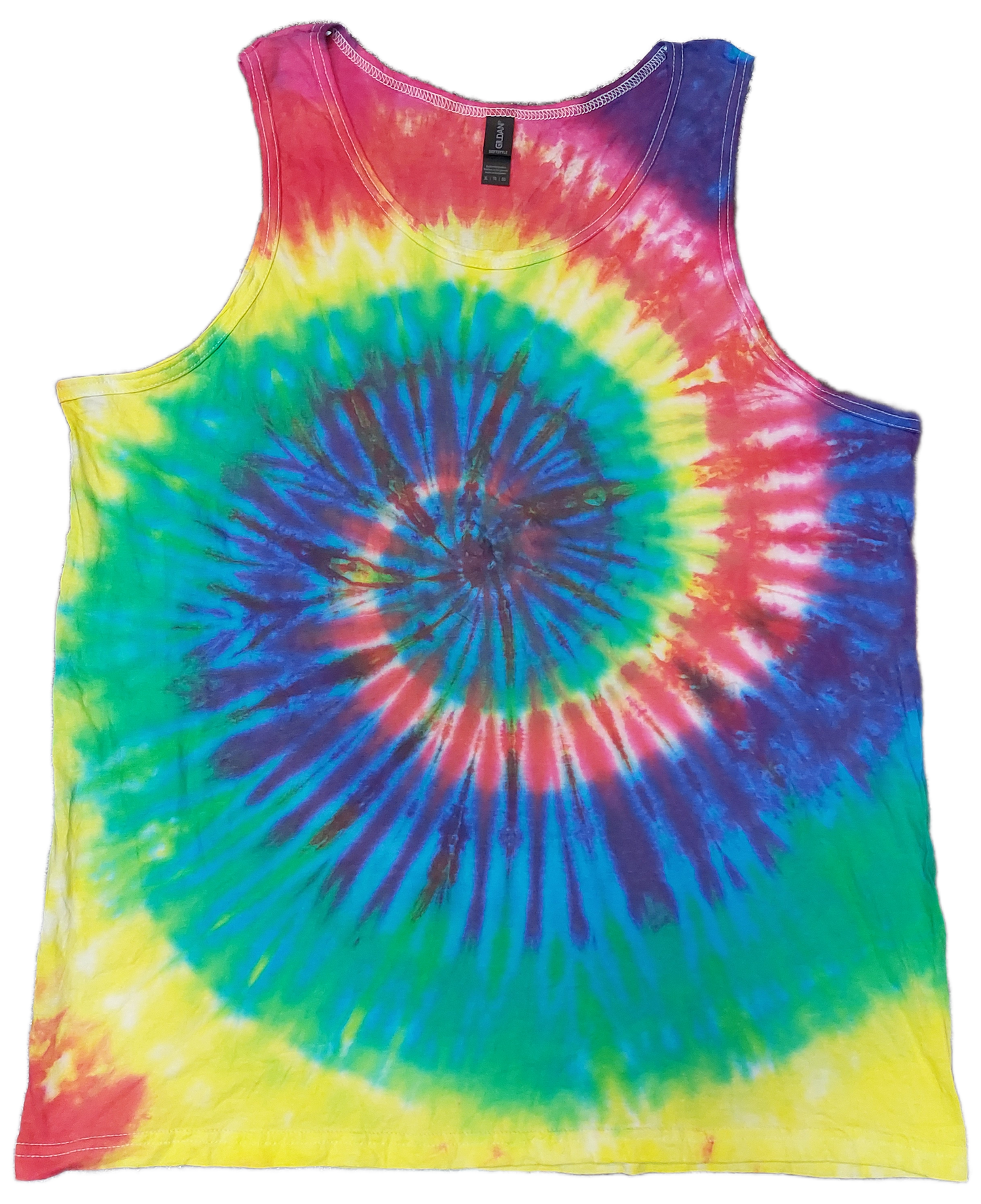 Rainbow spiral festival tie dye t shirt tank vest top men's summer size S-2XL