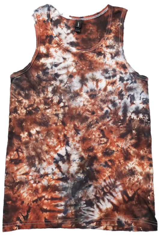 Brown Grey scrunch festival tie dye t shirt tank vest top men's summer size S-2XL