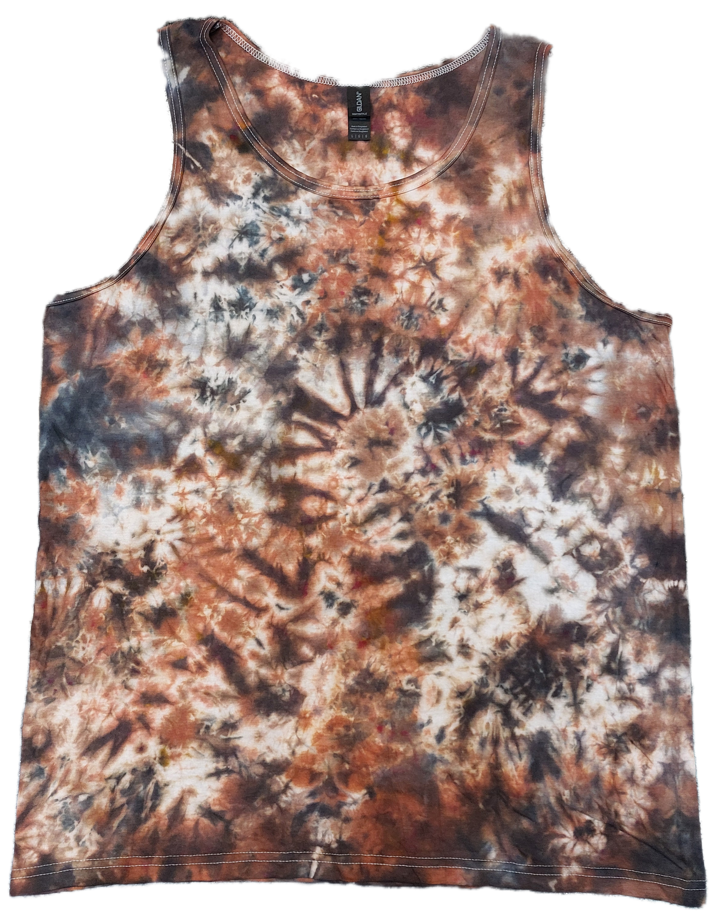 Brown Grey scrunch festival tie dye t shirt tank vest top men's summer size S-2XL