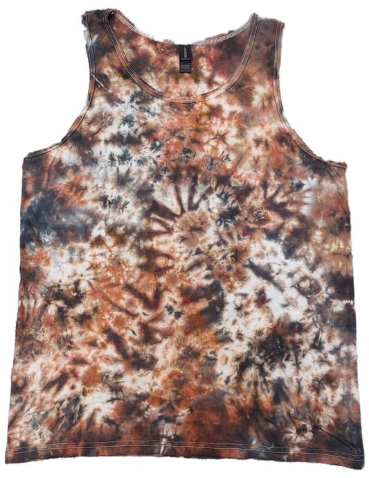 Brown Grey scrunch festival tie dye t shirt tank vest top men's summer size S-2XL