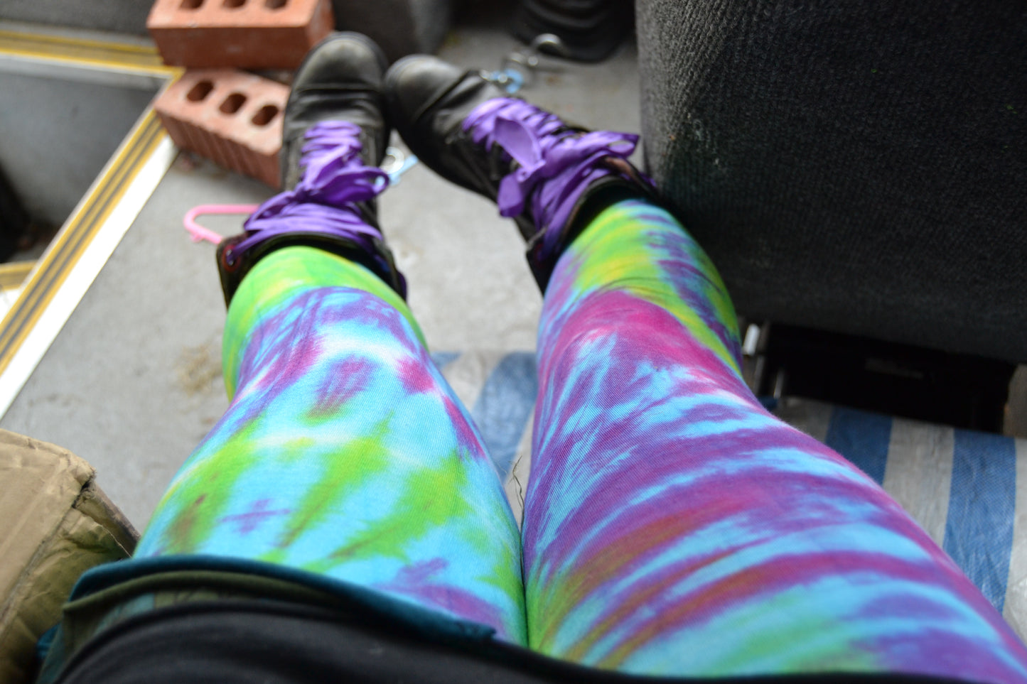 Tie Dye Psychedelic Handmade Leggings MULTI COLOUR custom design FREESIZE