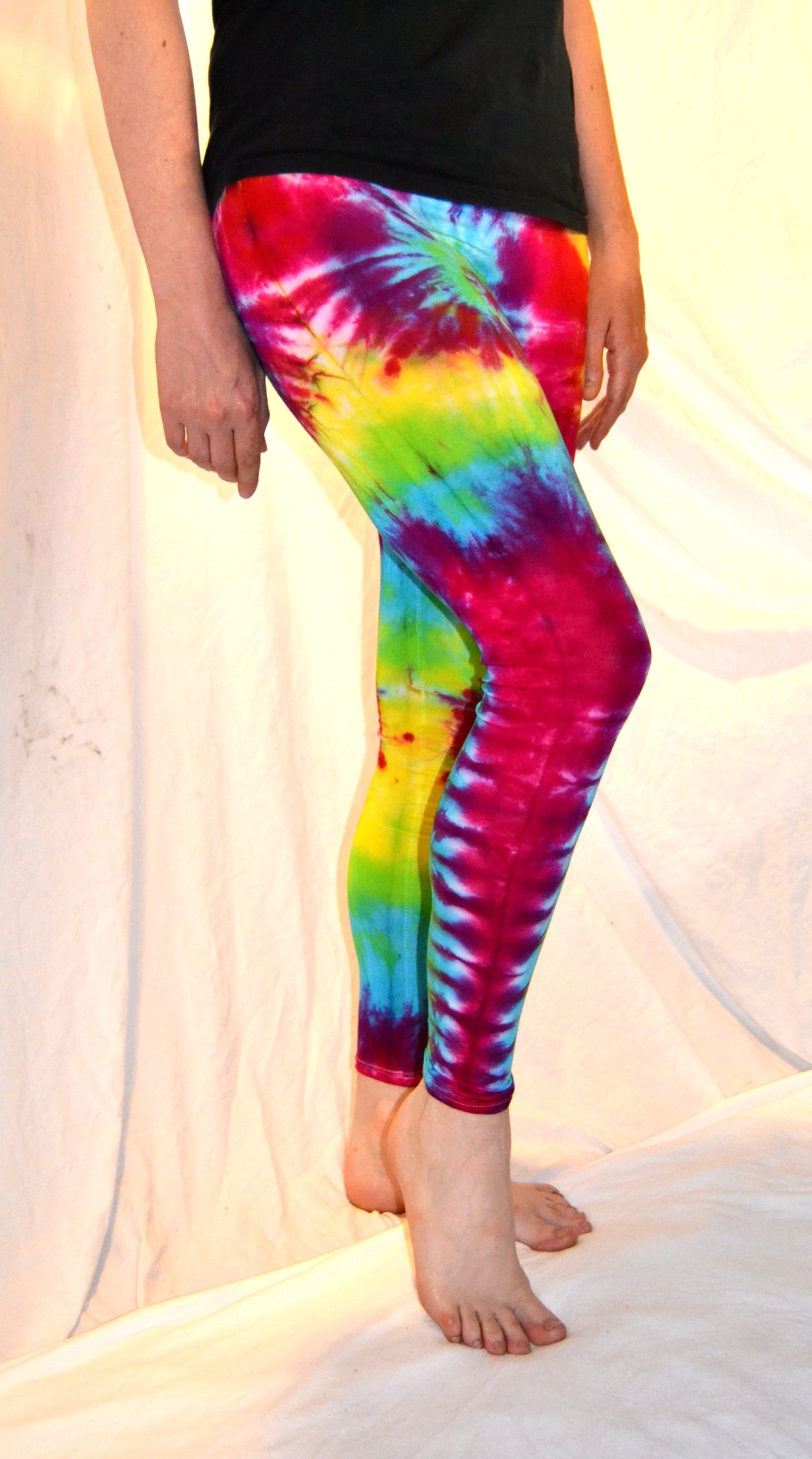 Tie Dye Psychedelic Handmade Leggings MULTI COLOUR custom design FREESIZE