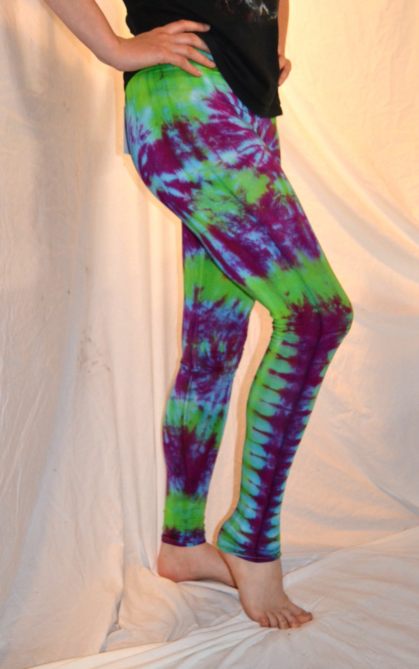 Tie Dye Psychedelic Handmade Leggings MULTI COLOUR custom design FREESIZE