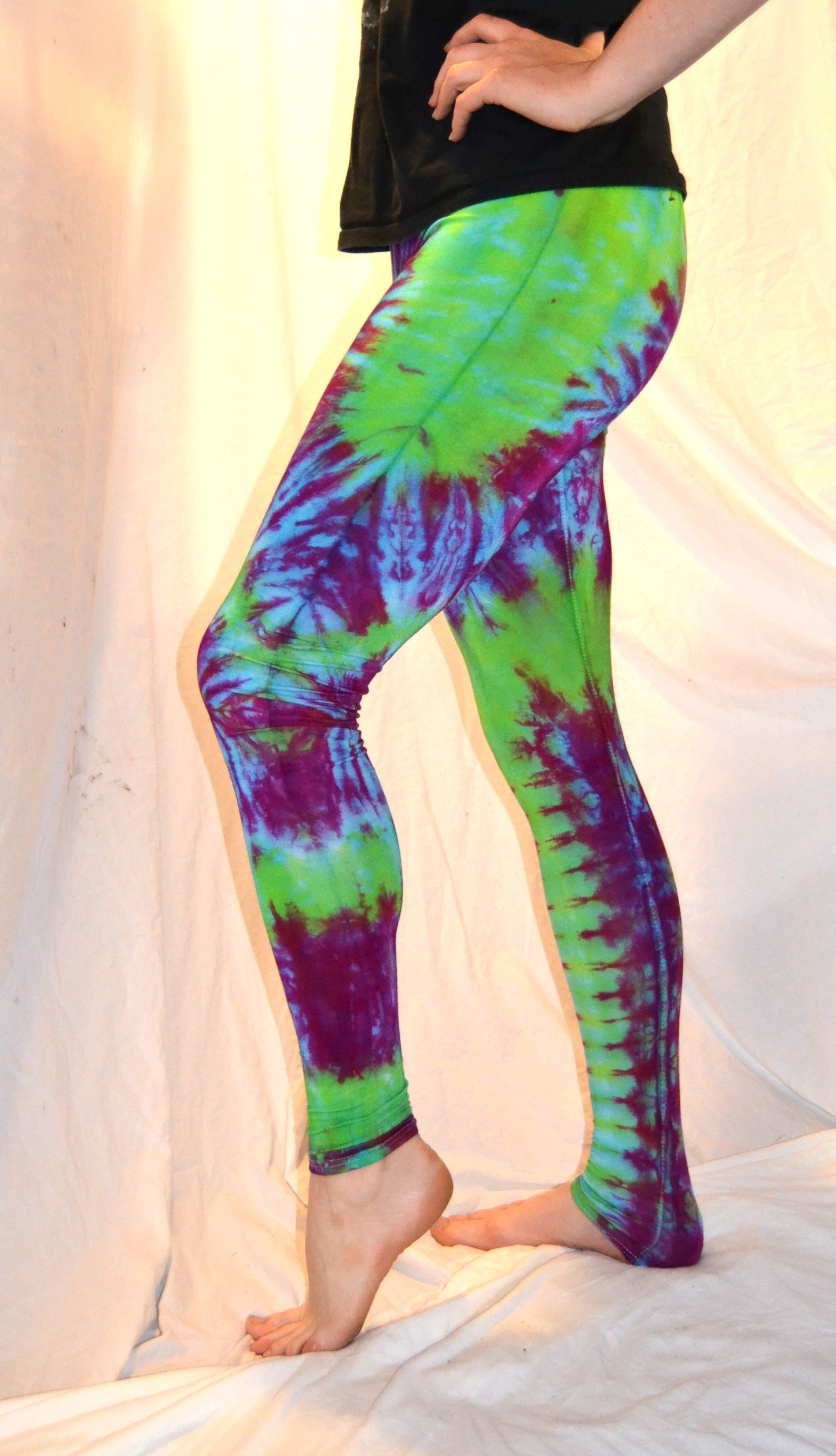 Tie Dye Psychedelic Handmade Leggings MULTI COLOUR custom design FREESIZE