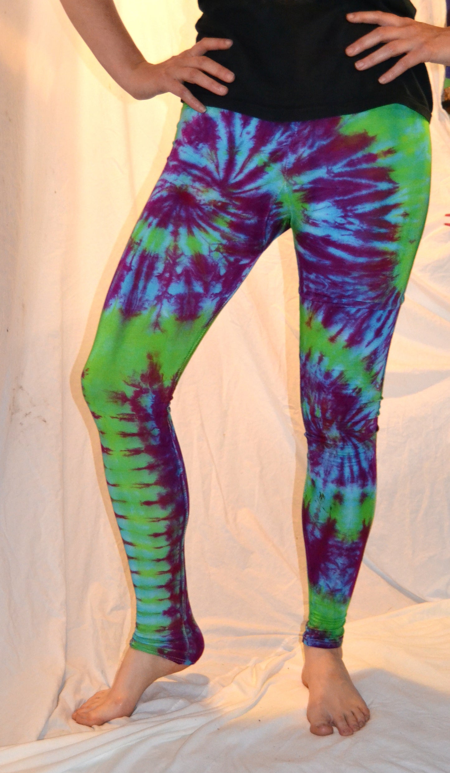 Tie Dye Psychedelic Handmade Leggings MULTI COLOUR custom design FREESIZE