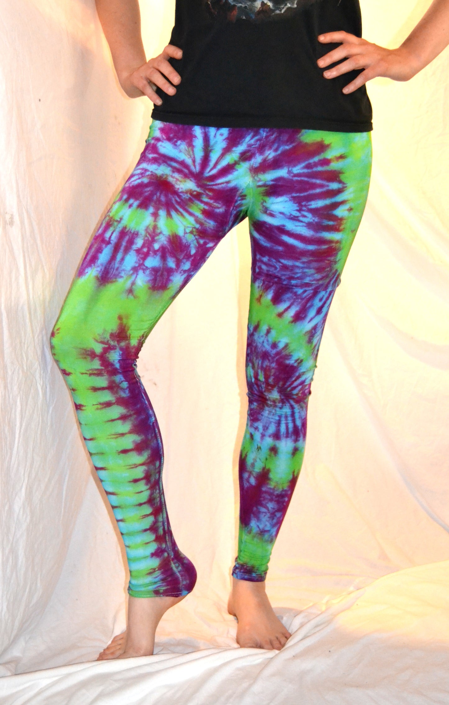 Tie Dye Psychedelic Handmade Leggings MULTI COLOUR custom design FREESIZE