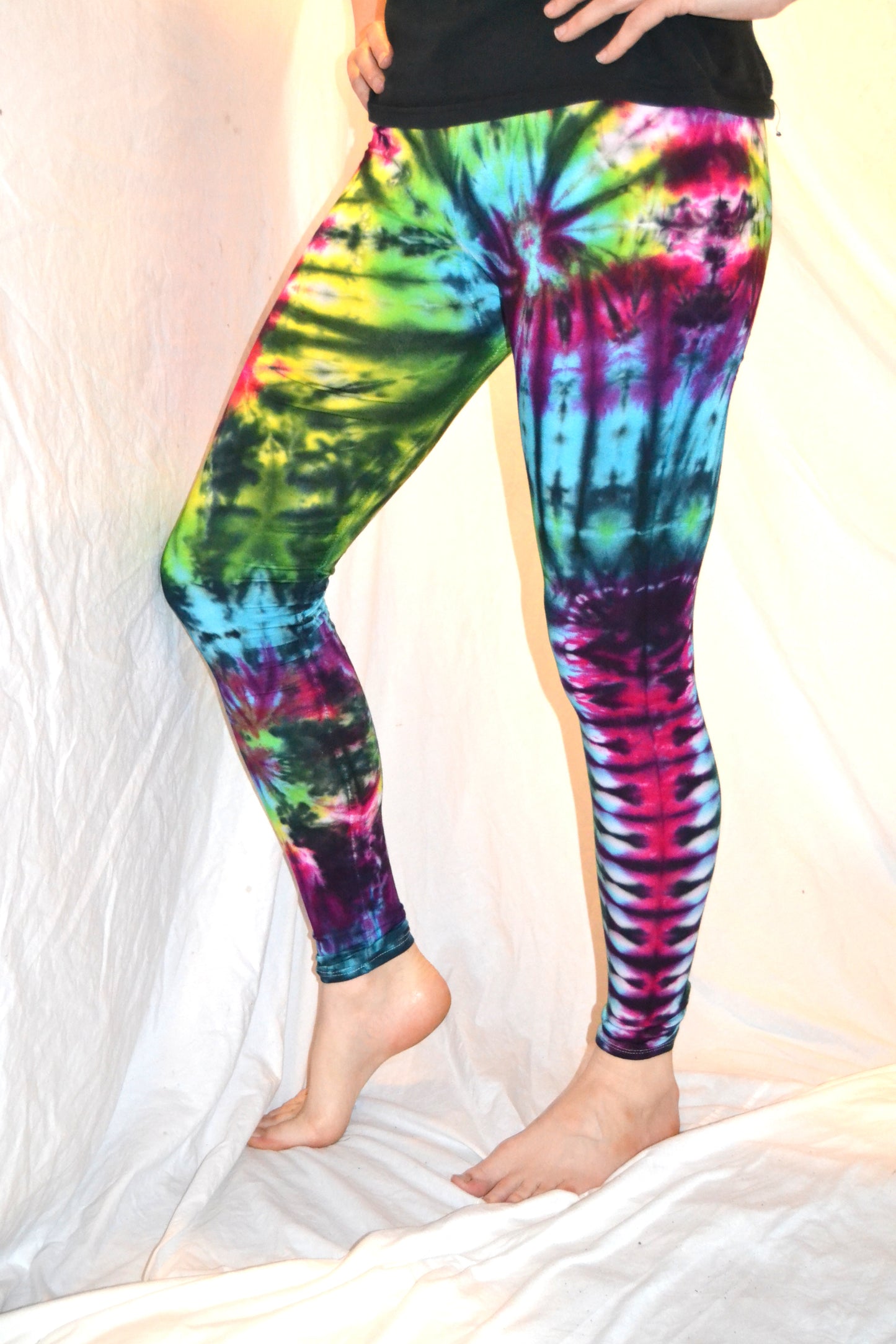 Tie Dye Psychedelic Handmade Leggings MULTI COLOUR custom design FREESIZE