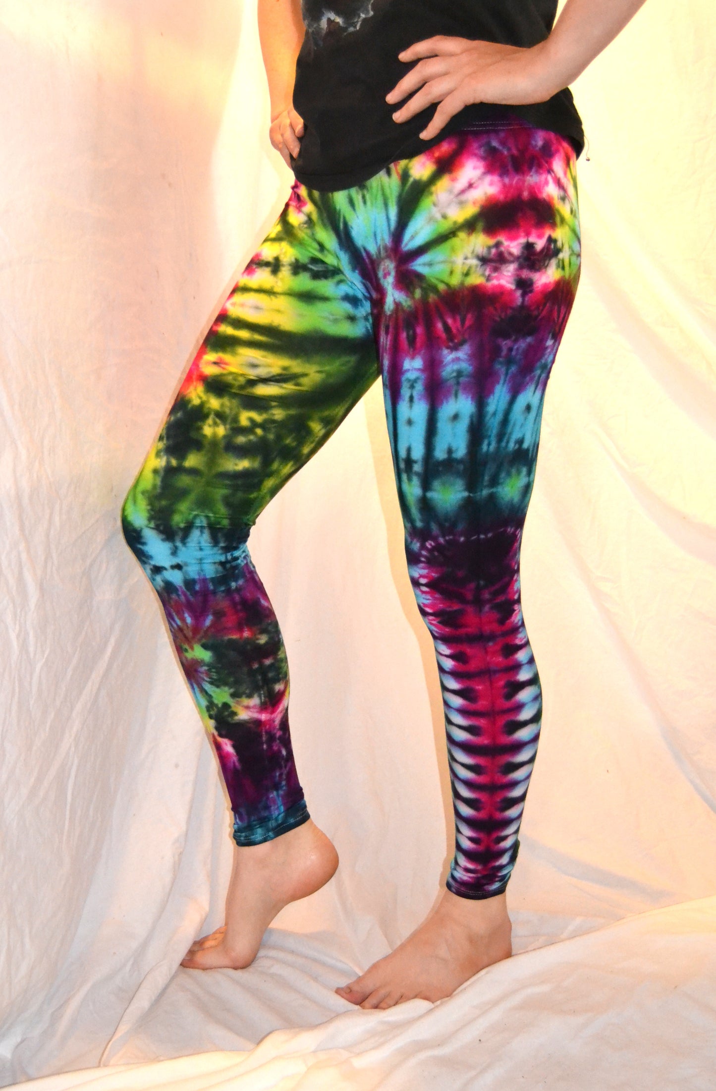 Tie Dye Psychedelic Handmade Leggings MULTI COLOUR custom design FREESIZE