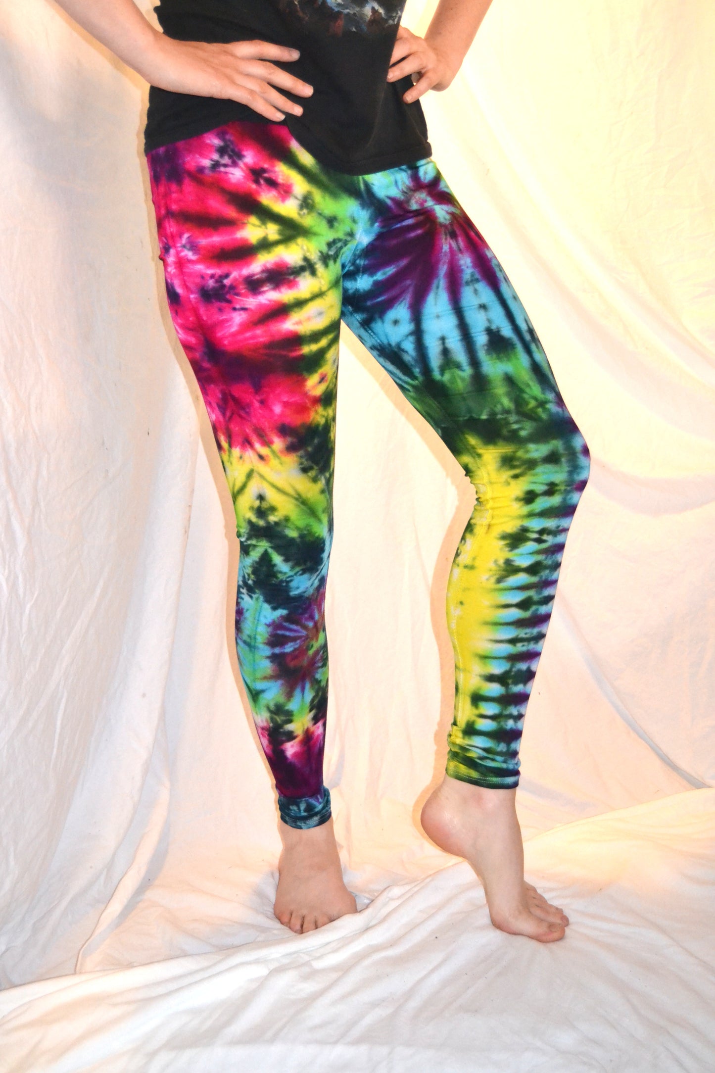 Tie Dye Psychedelic Handmade Leggings MULTI COLOUR custom design FREESIZE