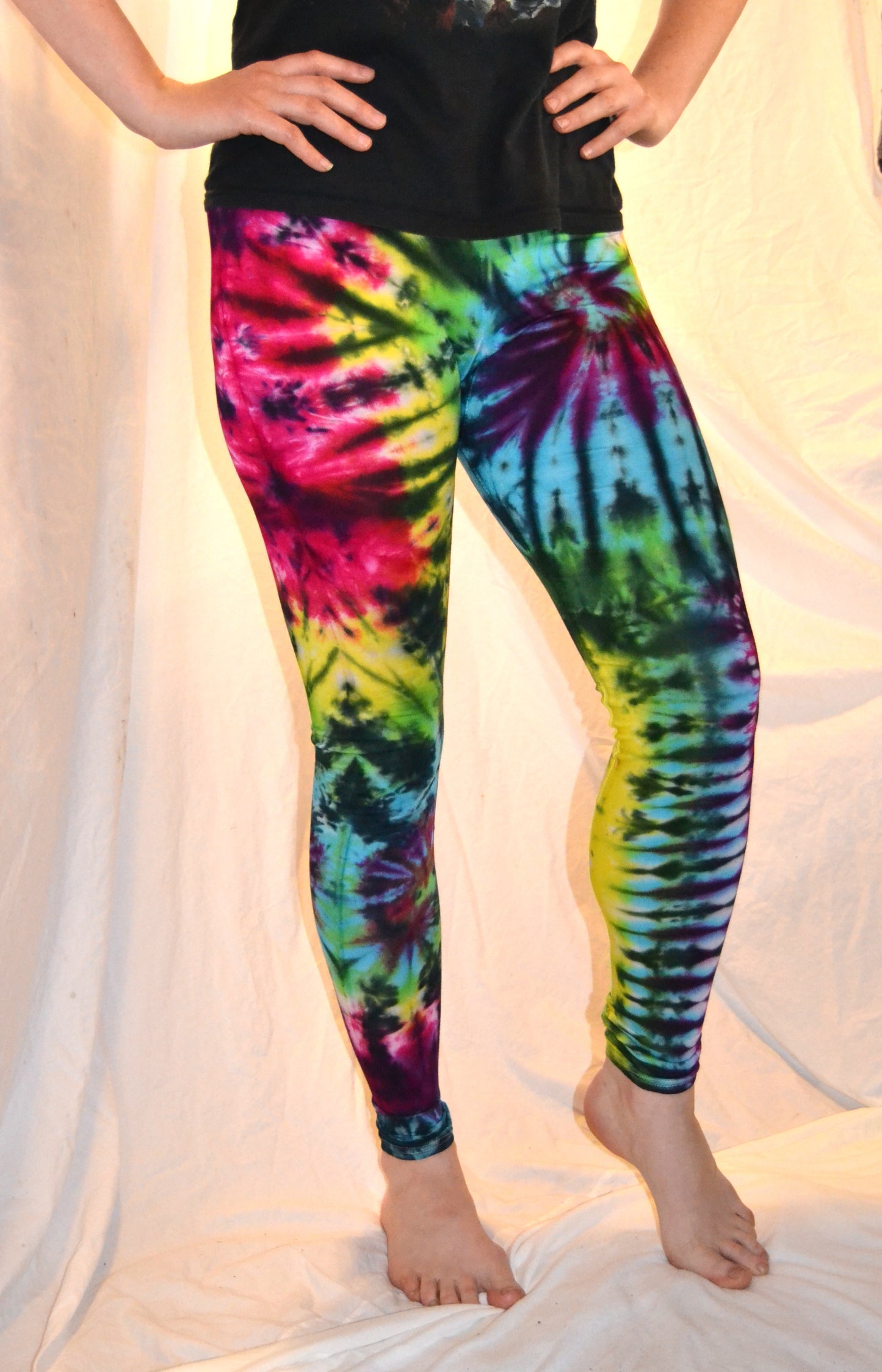 Tie Dye Psychedelic Handmade Leggings MULTI COLOUR custom design FREESIZE