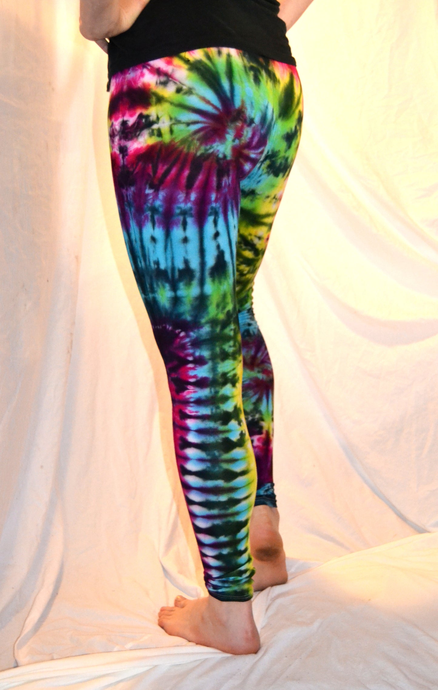 Tie Dye Psychedelic Handmade Leggings MULTI COLOUR custom design FREESIZE