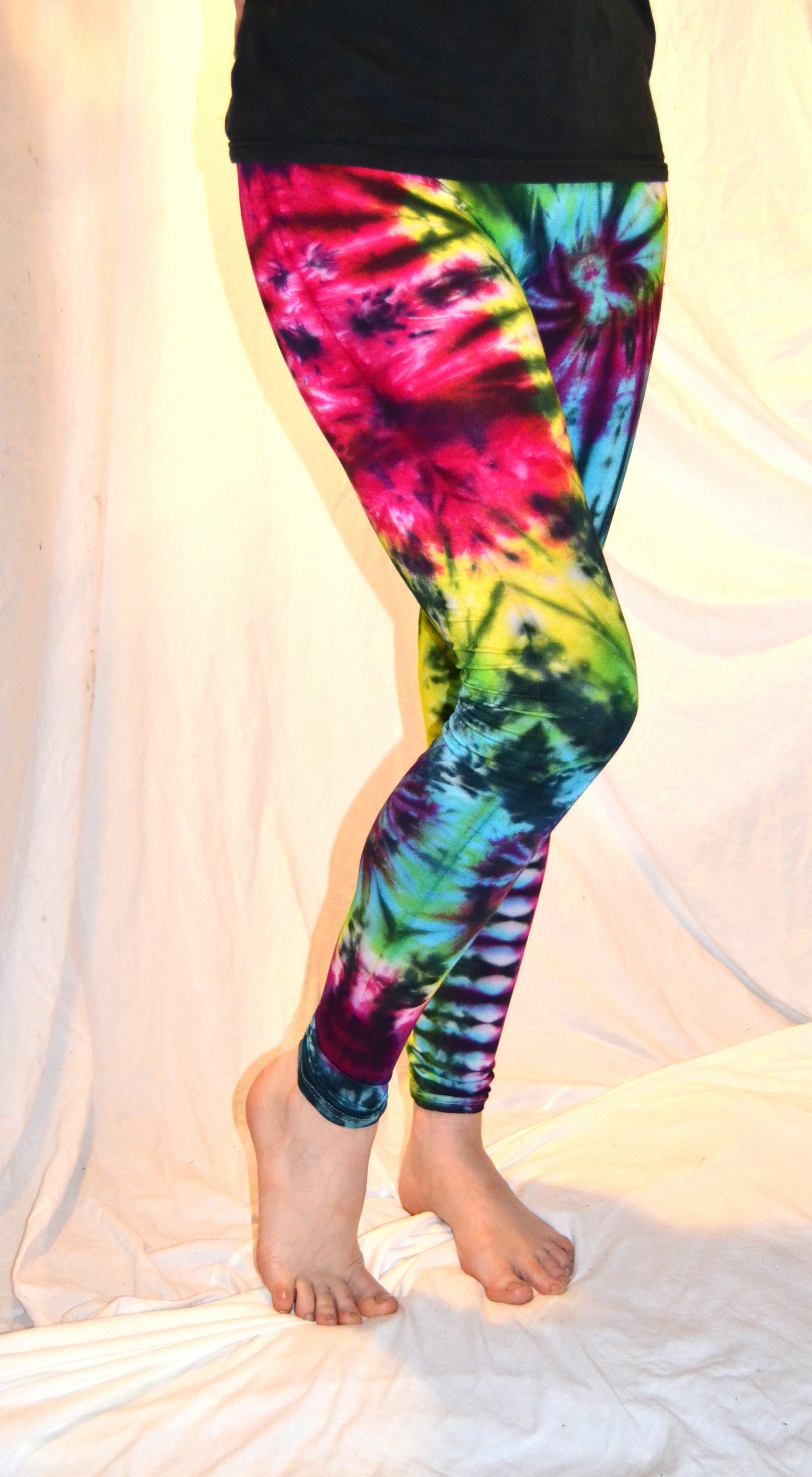 Tie Dye Psychedelic Handmade Leggings MULTI COLOUR custom design FREESIZE