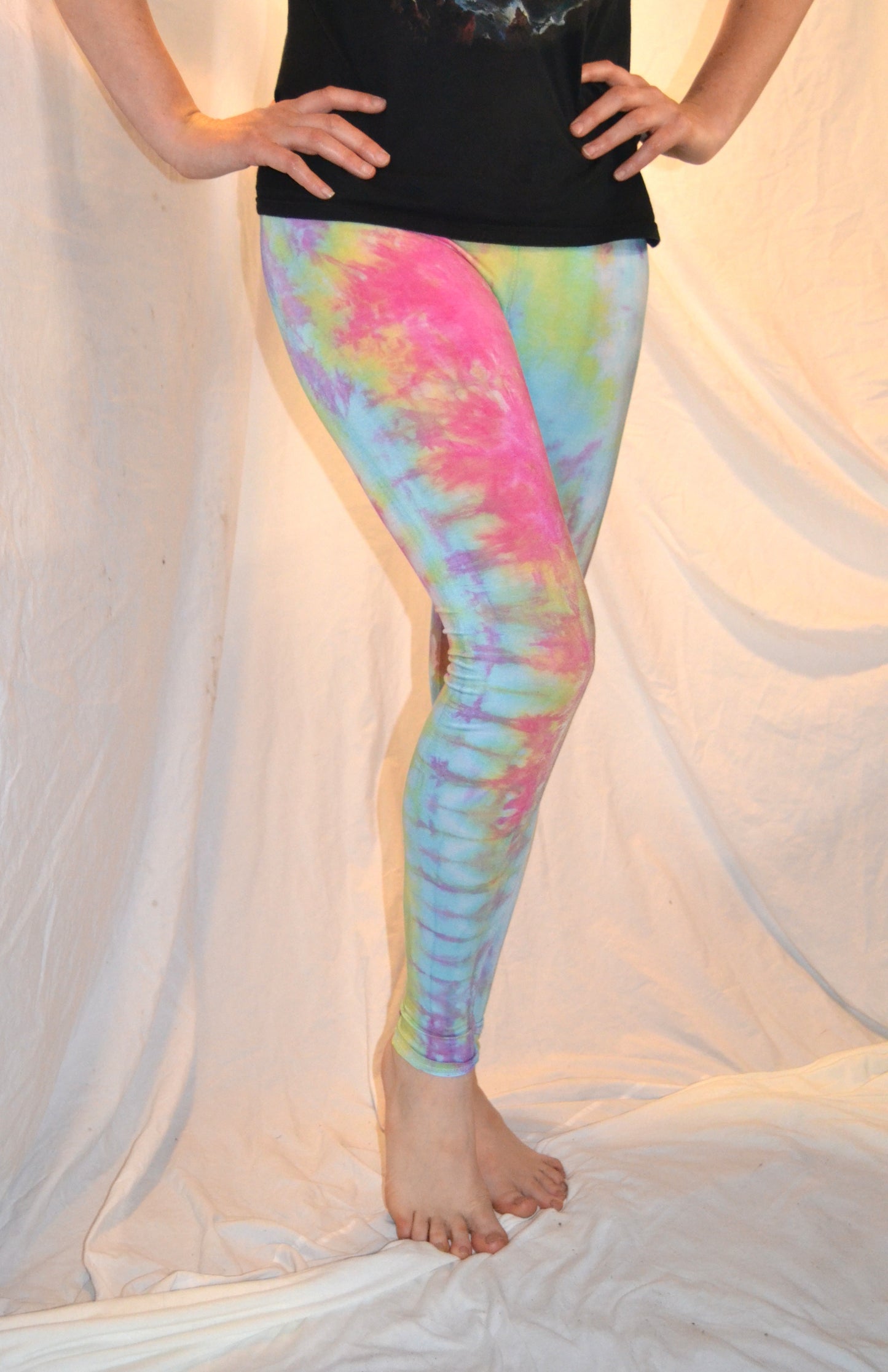 Tie Dye Psychedelic Handmade Leggings MULTI COLOUR custom design FREESIZE