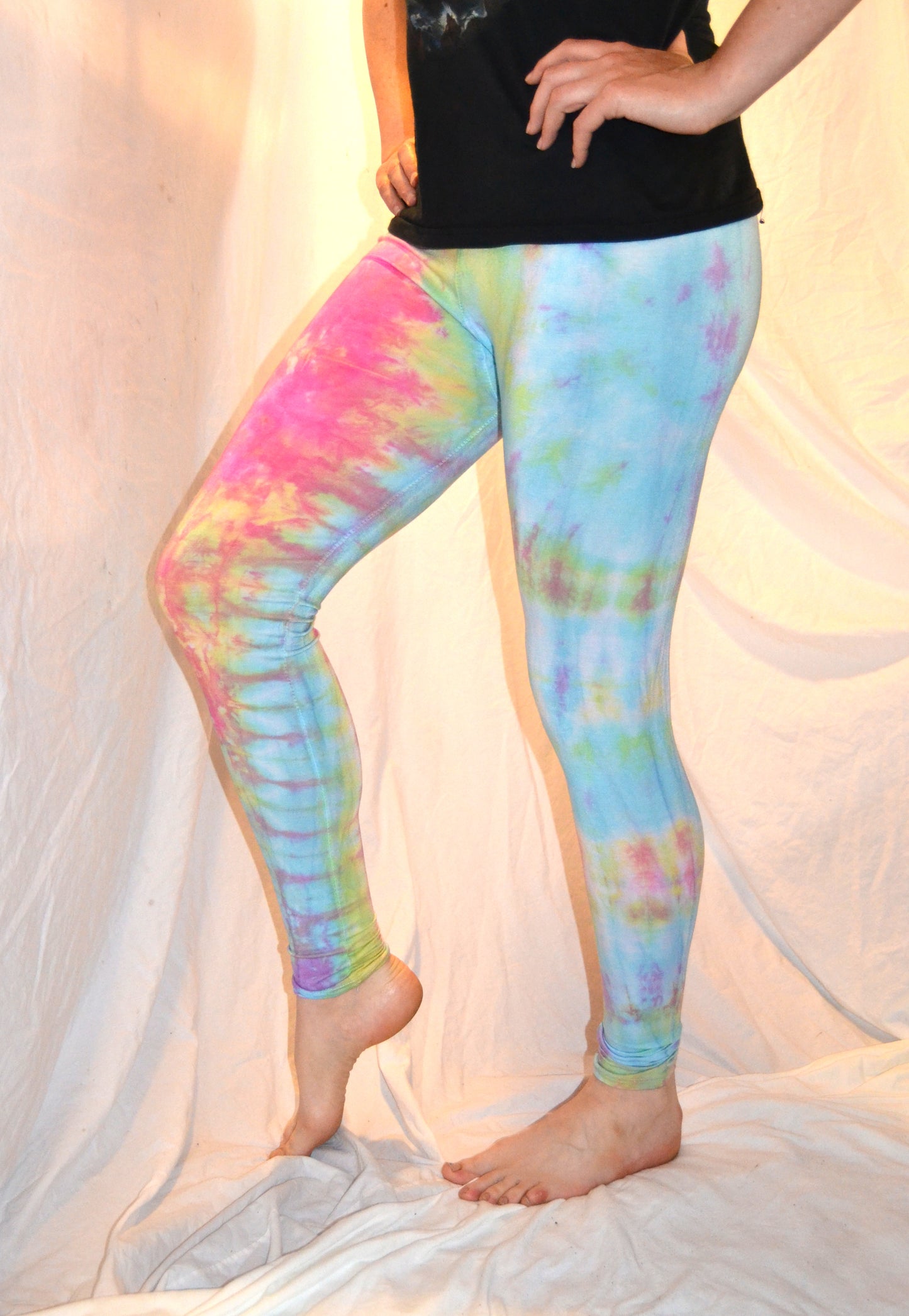 Tie Dye Psychedelic Handmade Leggings MULTI COLOUR custom design FREESIZE