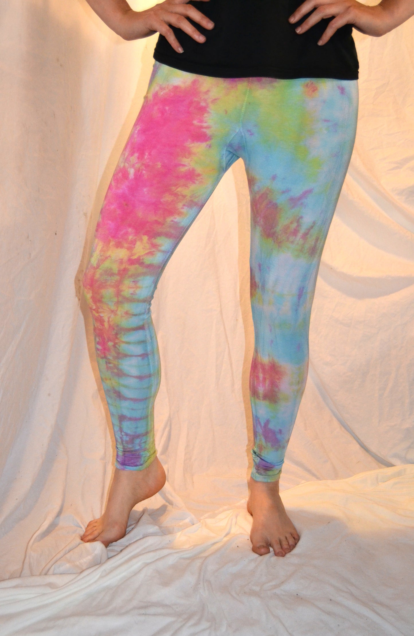 Tie Dye Psychedelic Handmade Leggings MULTI COLOUR custom design FREESIZE