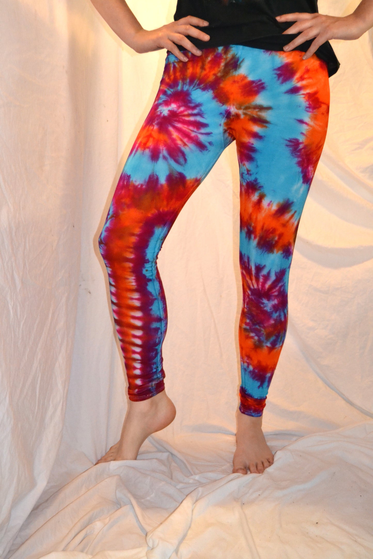 Tie Dye Psychedelic Handmade Leggings MULTI COLOUR custom design FREESIZE