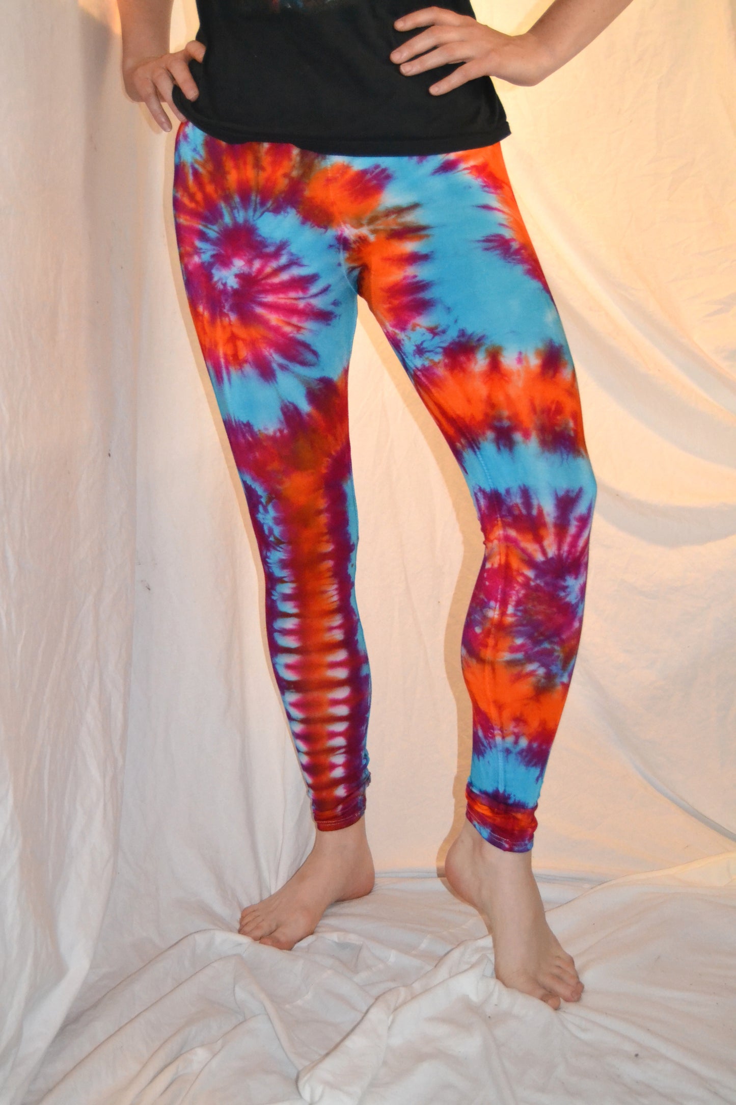 Tie Dye Psychedelic Handmade Leggings MULTI COLOUR custom design FREESIZE