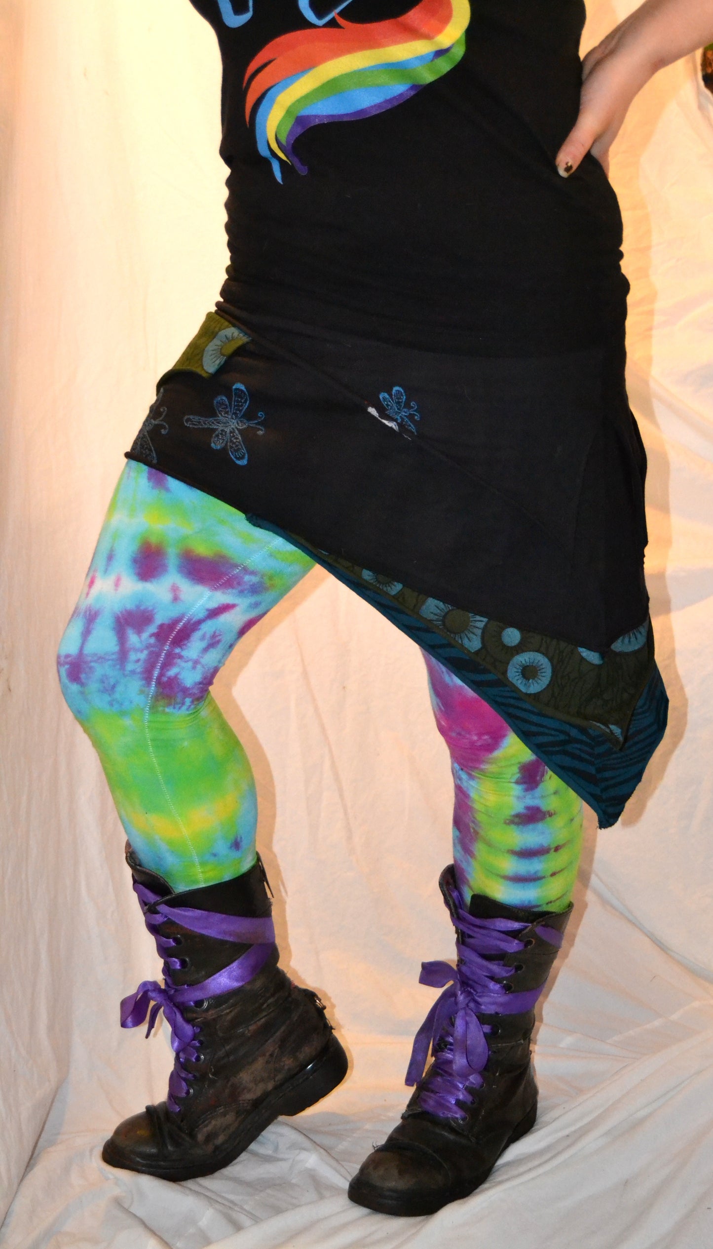 Tie Dye Psychedelic Handmade Leggings MULTI COLOUR custom design FREESIZE