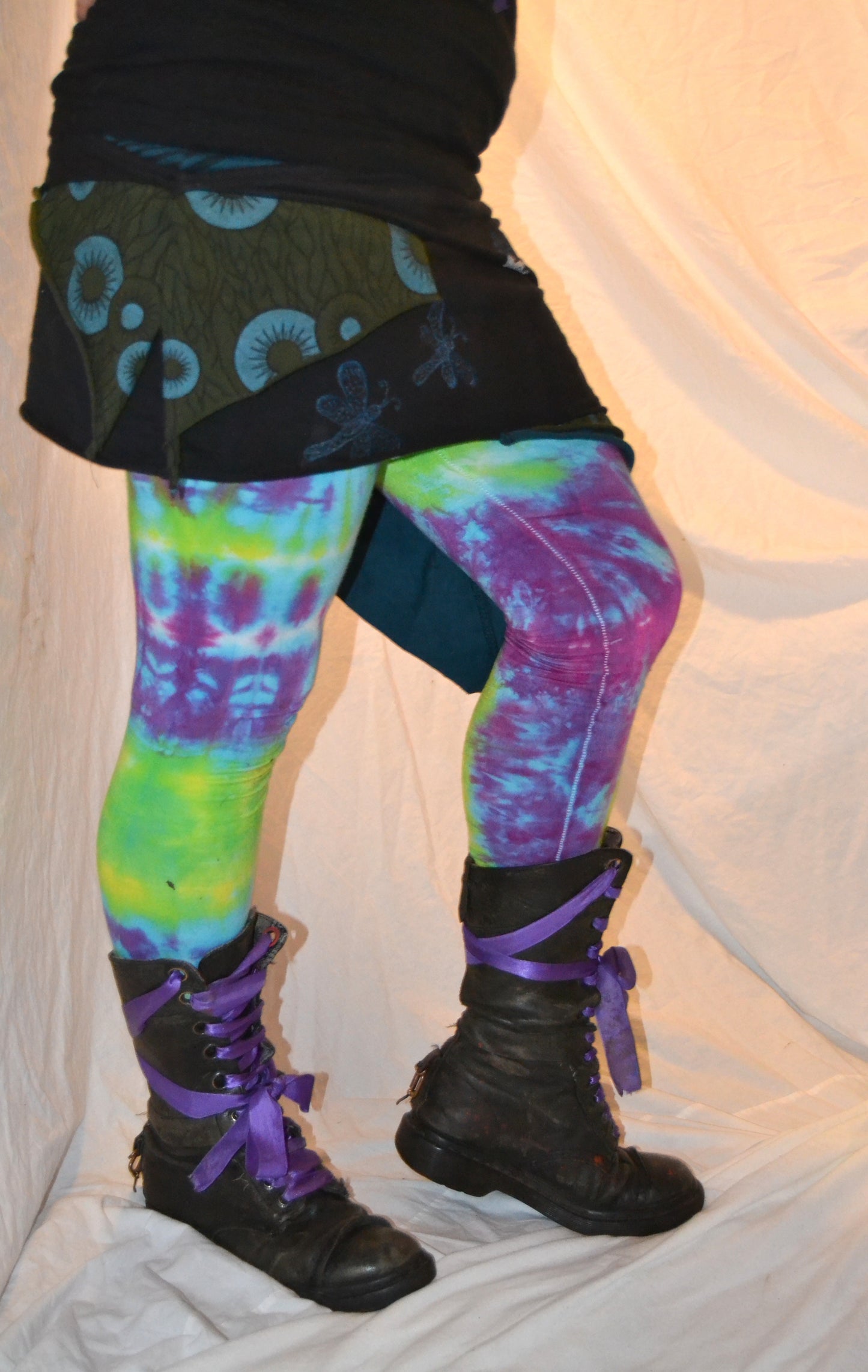 Tie Dye Psychedelic Handmade Leggings MULTI COLOUR custom design FREESIZE