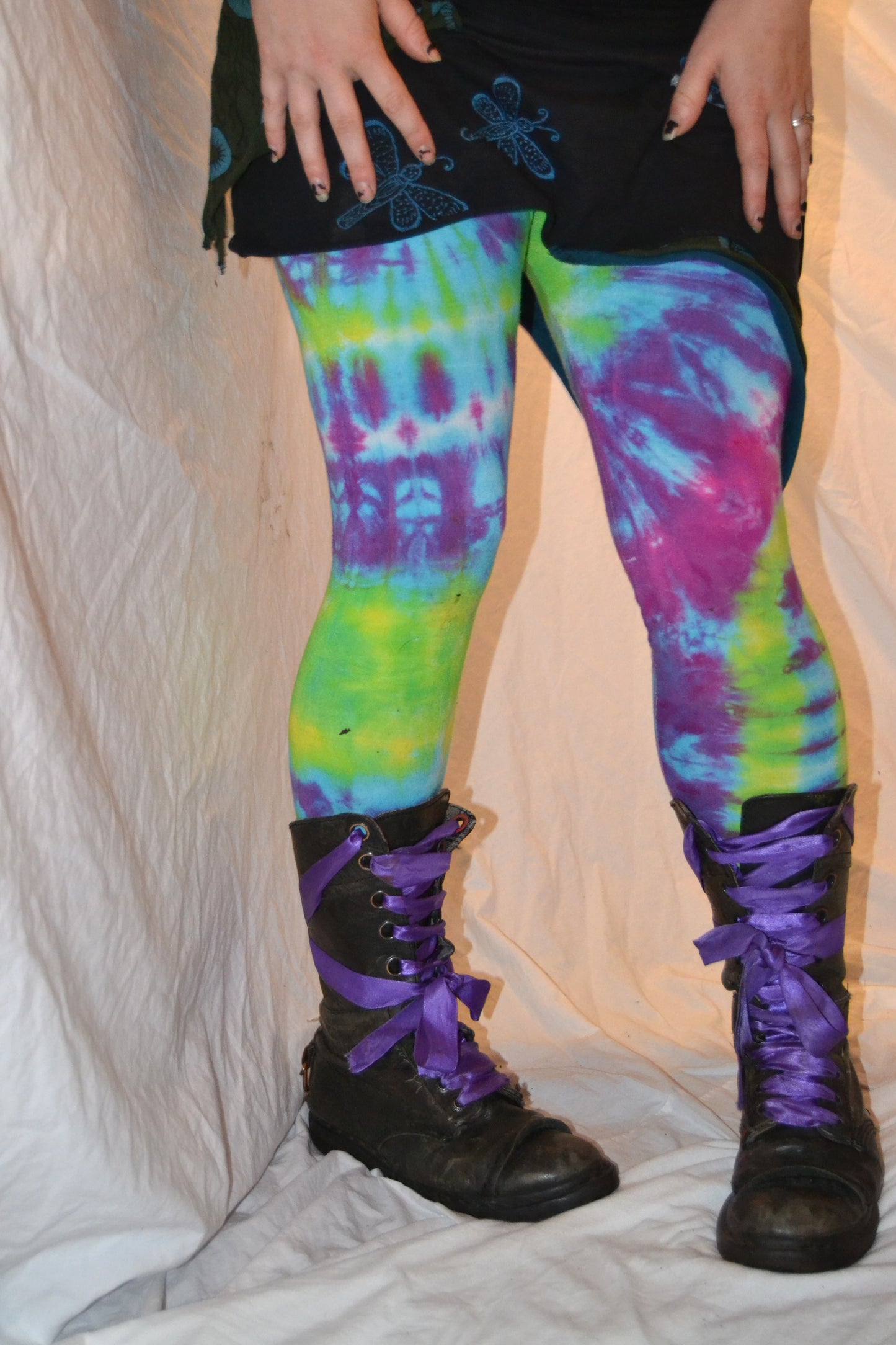 Tie Dye Psychedelic Handmade Leggings MULTI COLOUR custom design FREESIZE