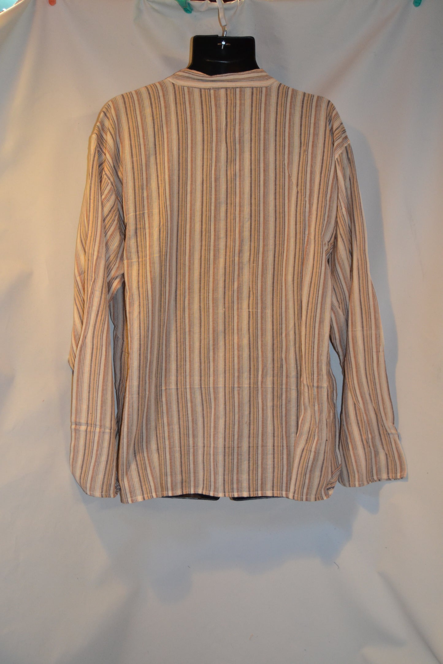 Grandad shirt collarless Hippy festival top STRIPE