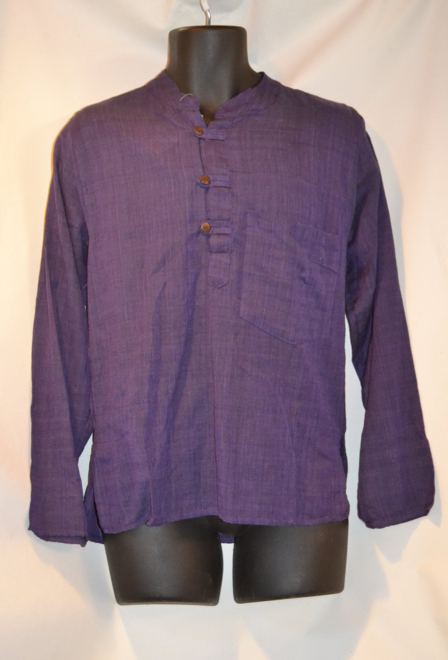 Grandad shirt collarless Hippy festival top PLAIN