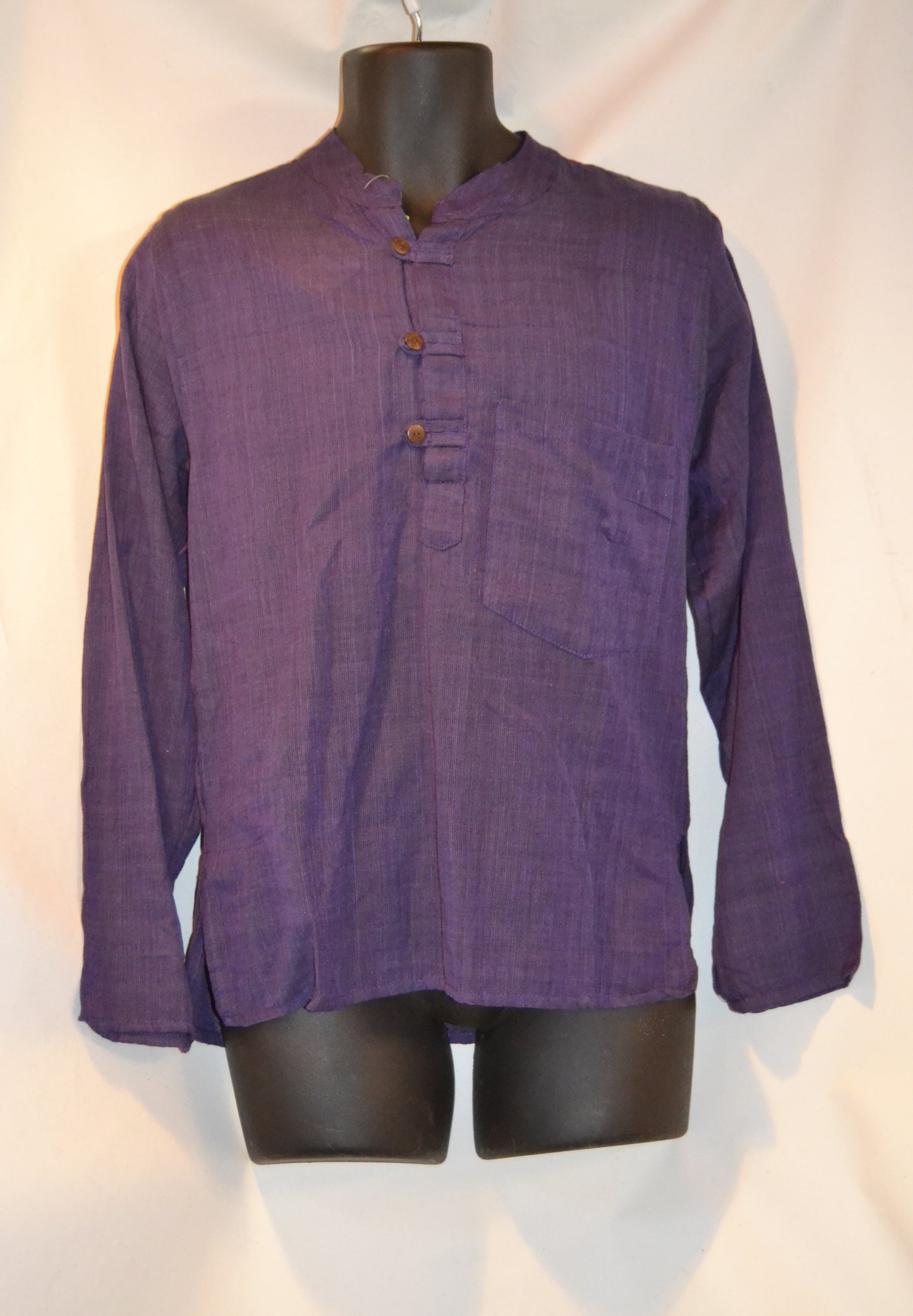 Grandad shirt collarless Hippy festival top PLAIN