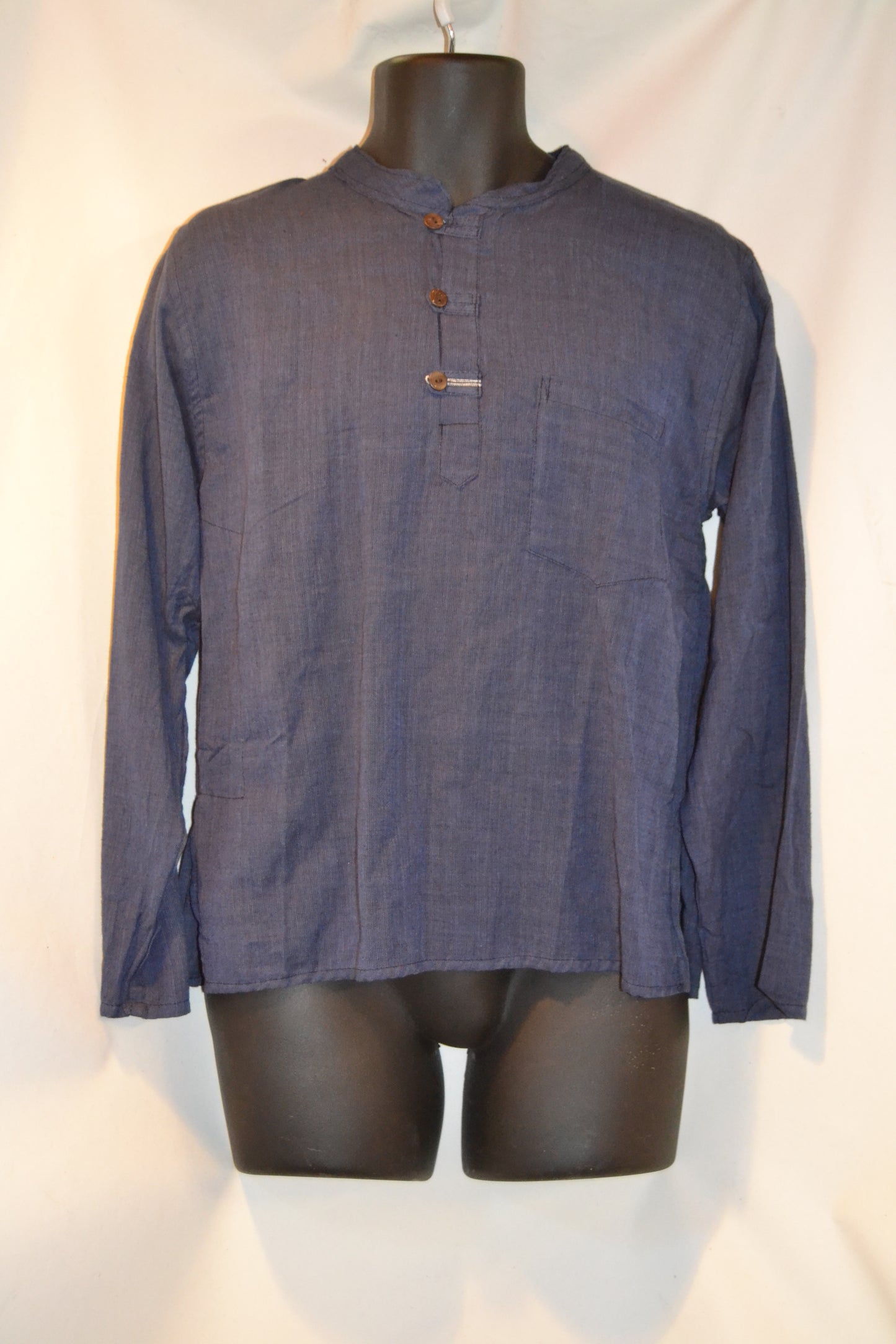 Grandad shirt collarless Hippy festival top PLAIN