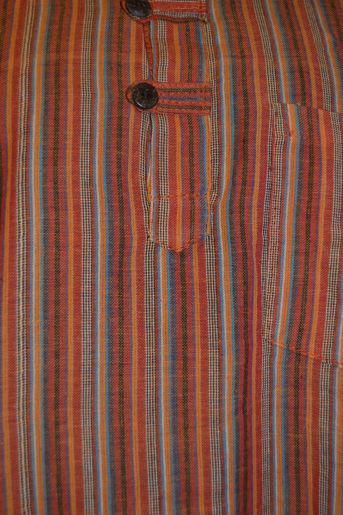 Grandad shirt collarless Hippy festival top STRIPE