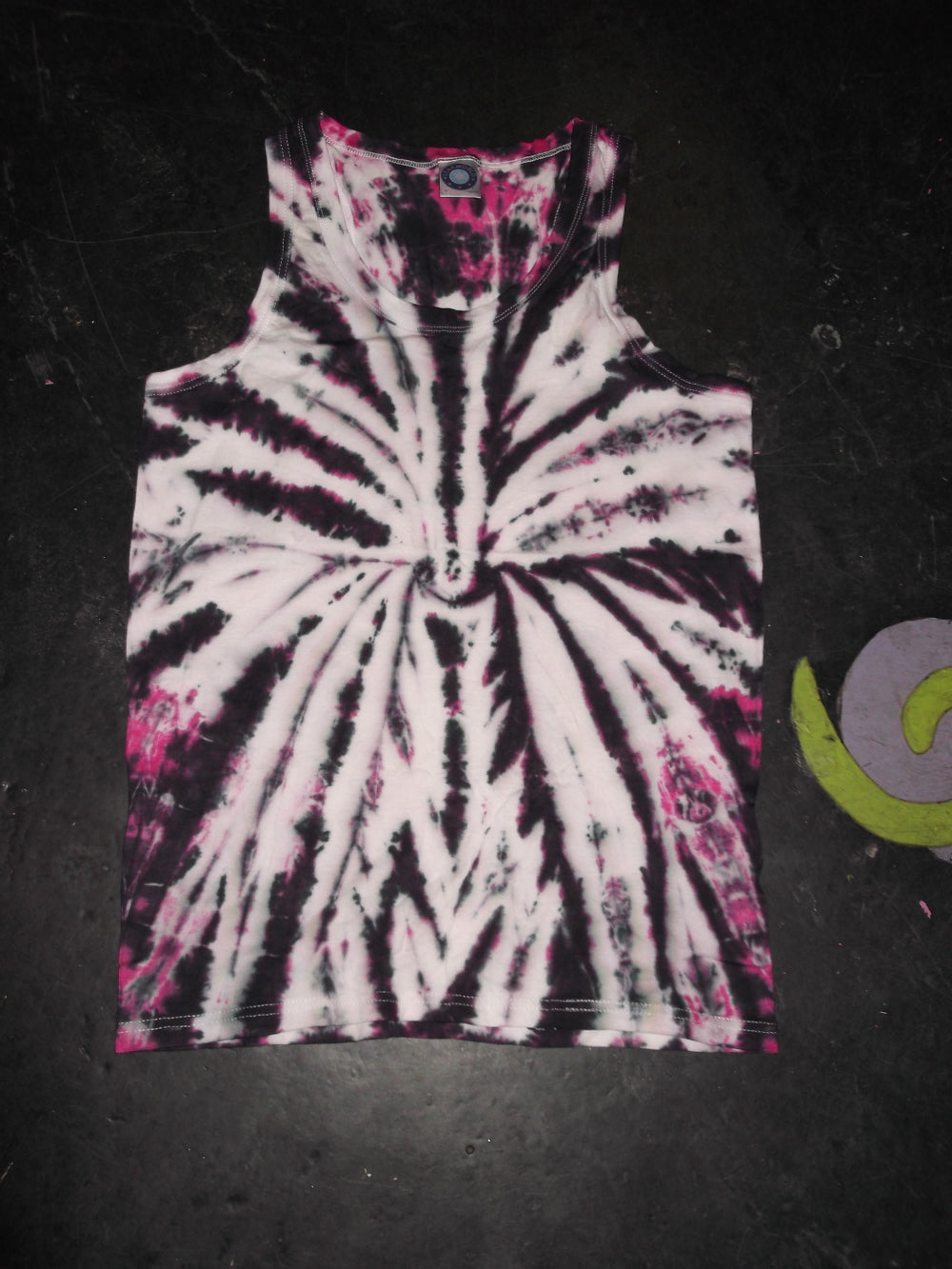 Dark pink spider firework festival tie dye t shirt tank vest top men's summer size S-2XL
