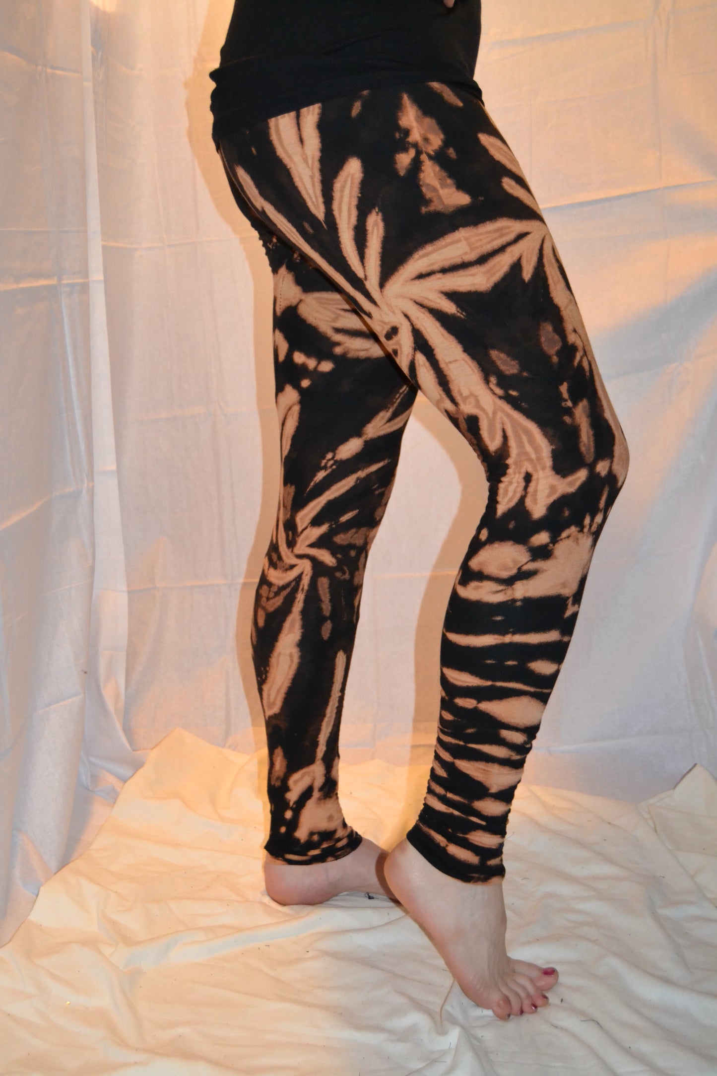 Tie Dye Psychedelic Handmade Leggings Black Brown FREESIZE